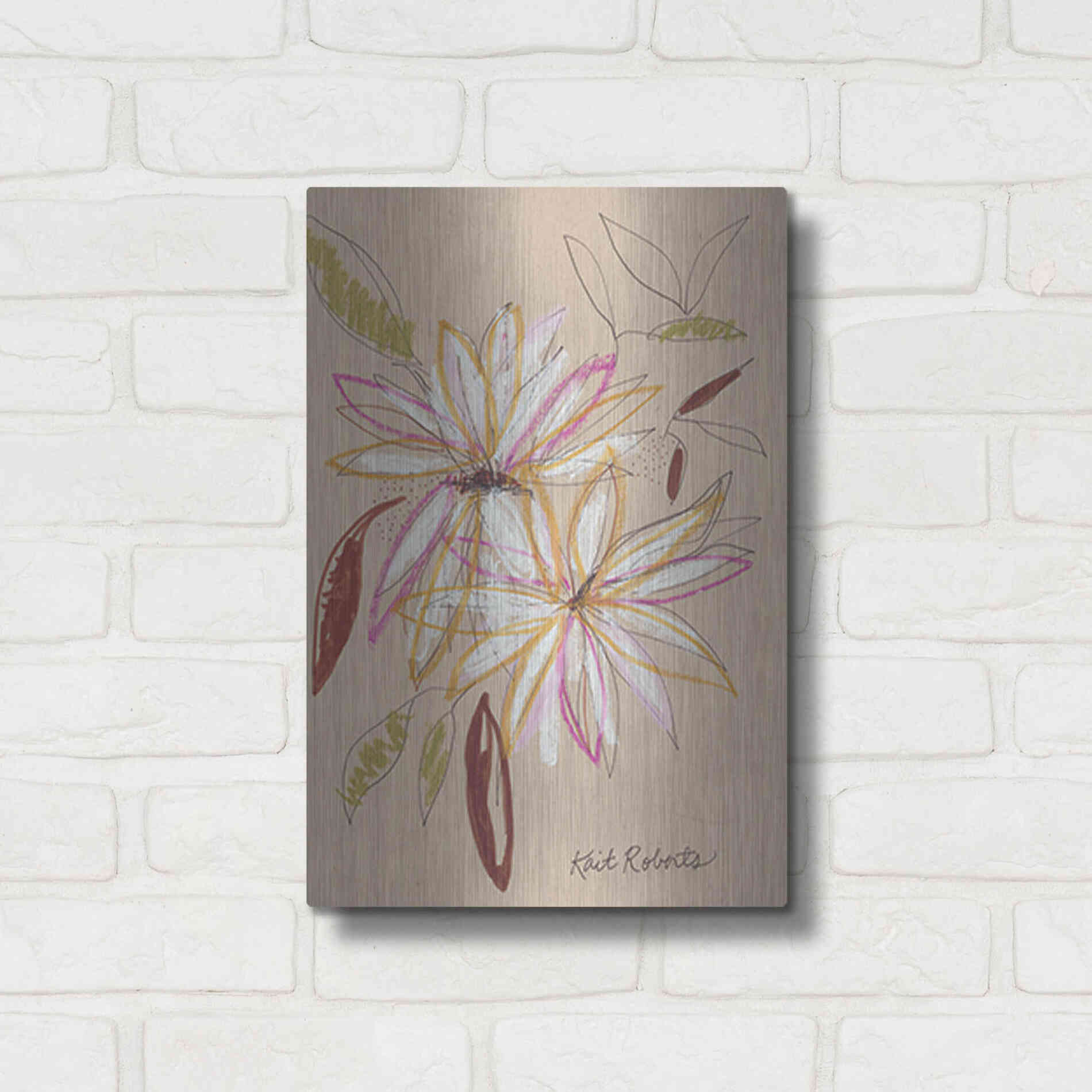 Luxe Metal Art 'Welcome Home' by Kait Roberts, Metal Wall Art,12x16