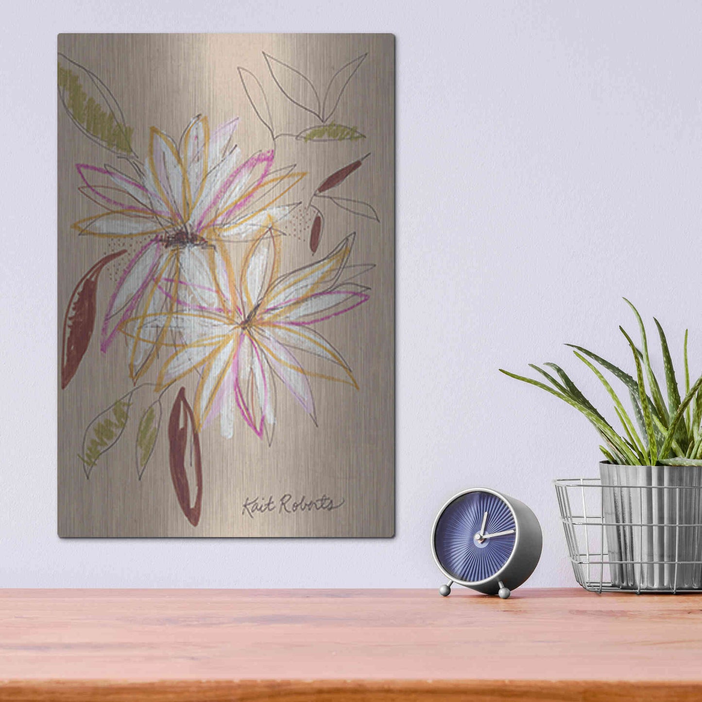 Luxe Metal Art 'Welcome Home' by Kait Roberts, Metal Wall Art,12x16