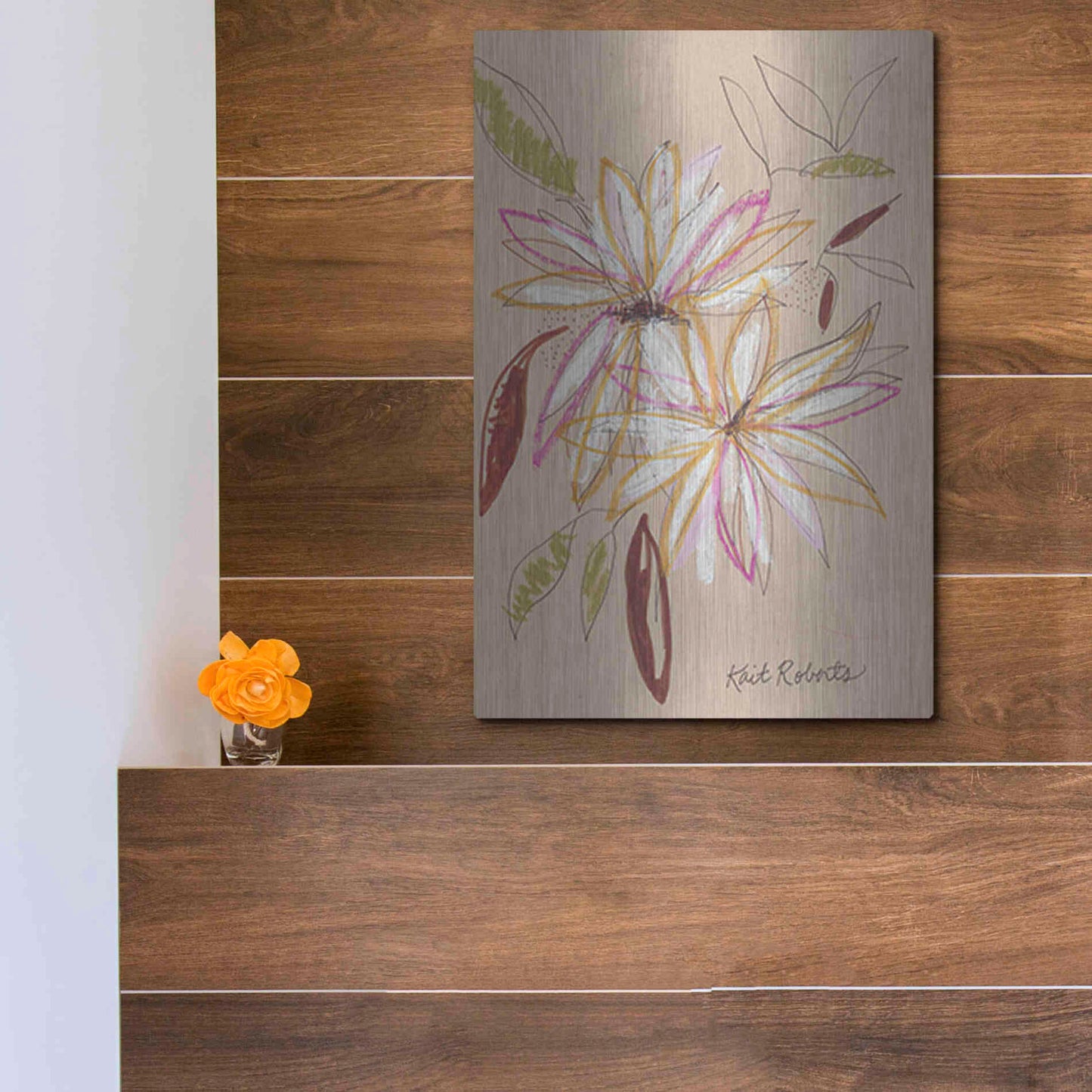 Luxe Metal Art 'Welcome Home' by Kait Roberts, Metal Wall Art,12x16