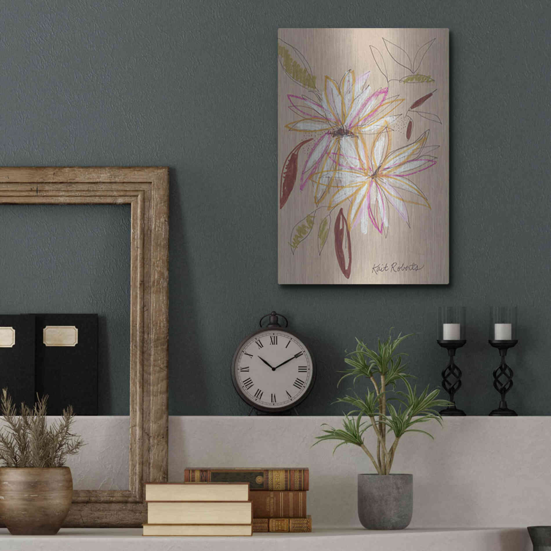 Luxe Metal Art 'Welcome Home' by Kait Roberts, Metal Wall Art,12x16