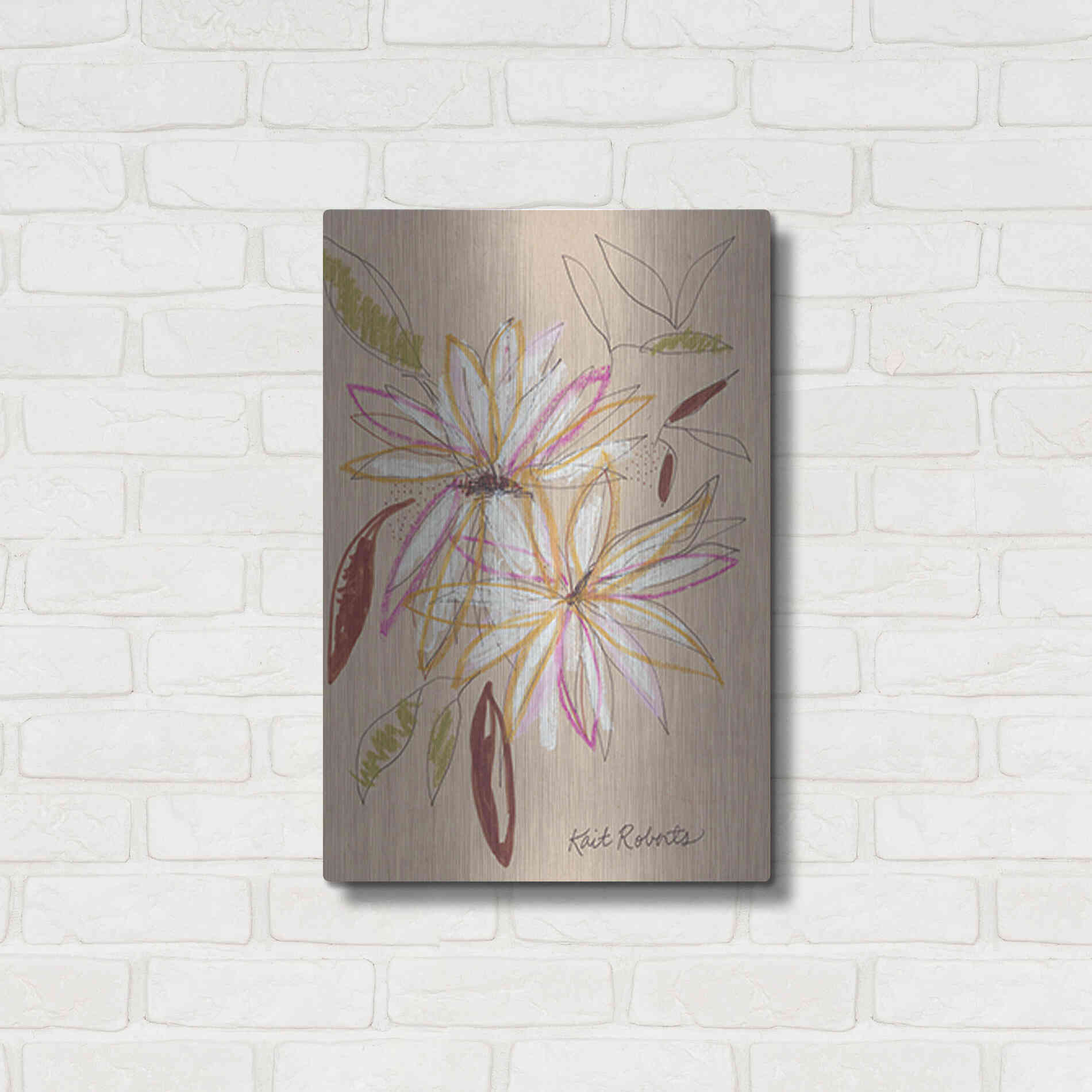 Luxe Metal Art 'Welcome Home' by Kait Roberts, Metal Wall Art,16x24