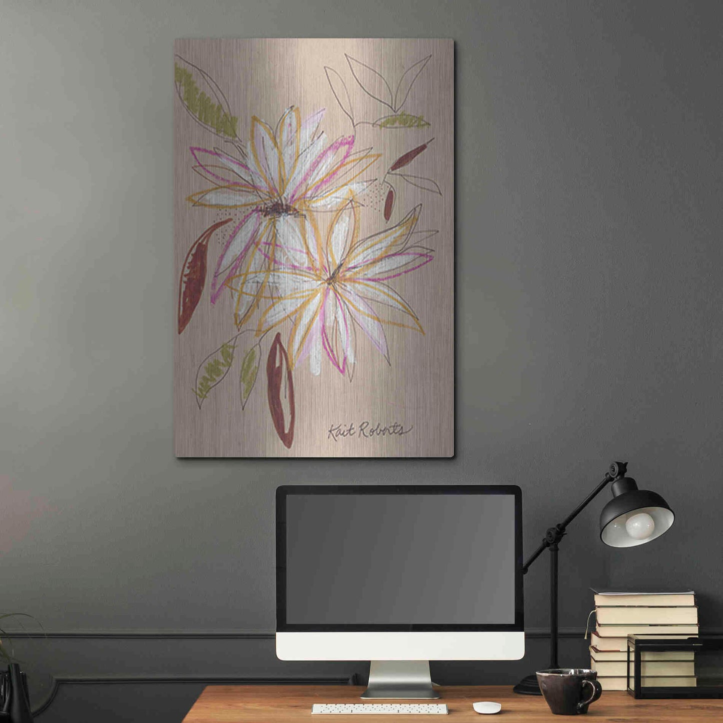 Luxe Metal Art 'Welcome Home' by Kait Roberts, Metal Wall Art,24x36