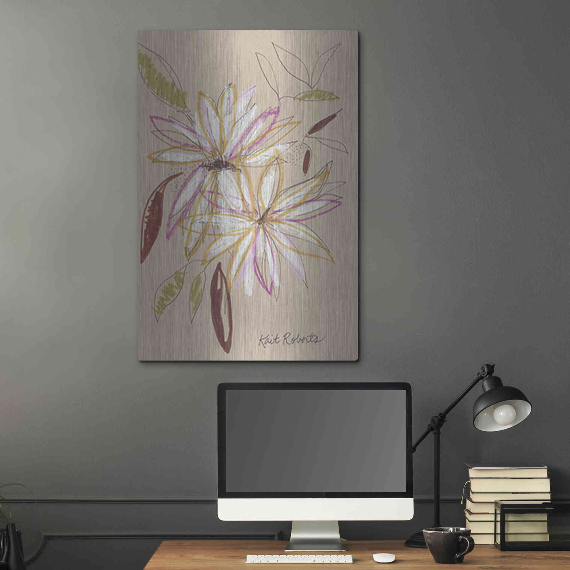 Luxe Metal Art 'Welcome Home' by Kait Roberts, Metal Wall Art,24x36