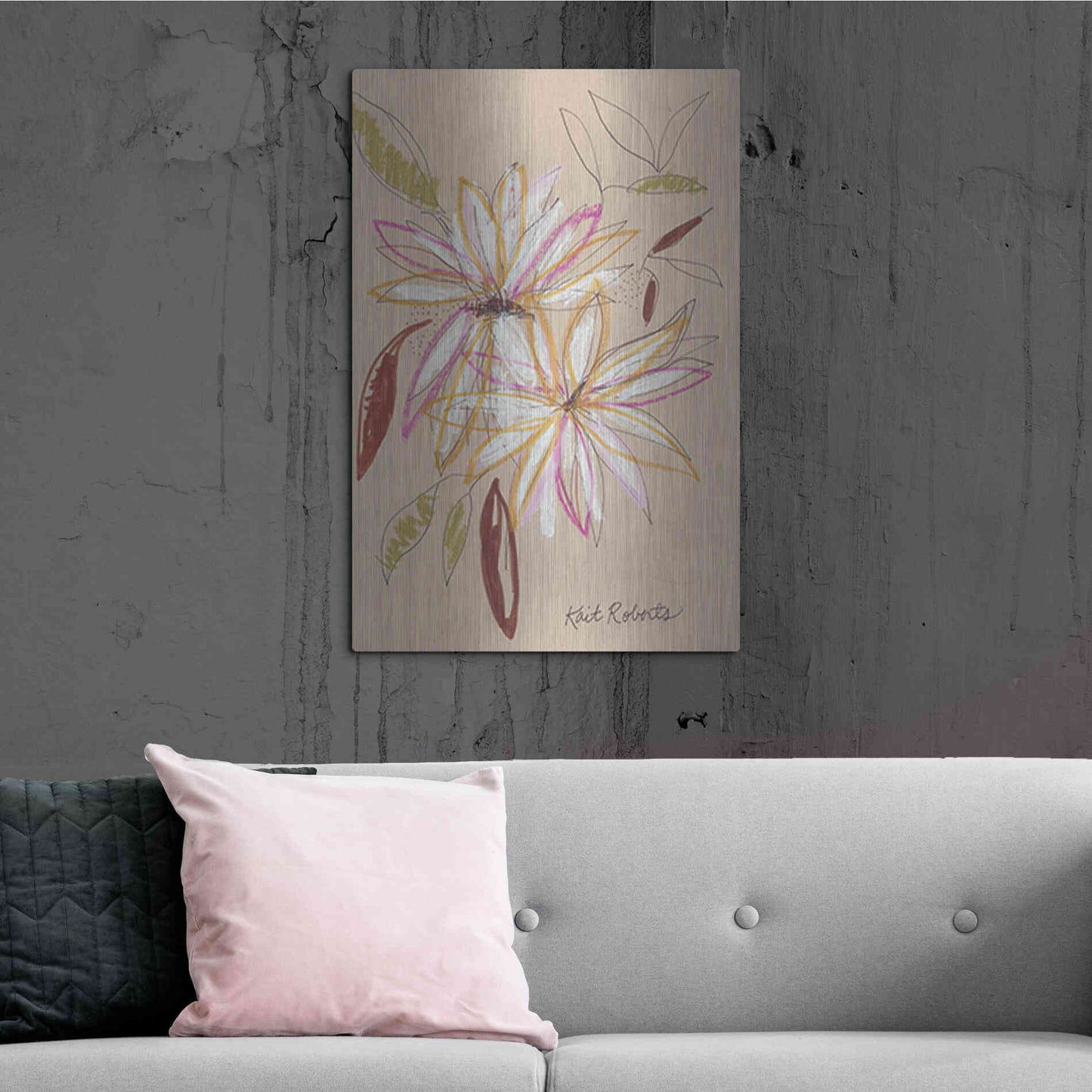 Luxe Metal Art 'Welcome Home' by Kait Roberts, Metal Wall Art,24x36