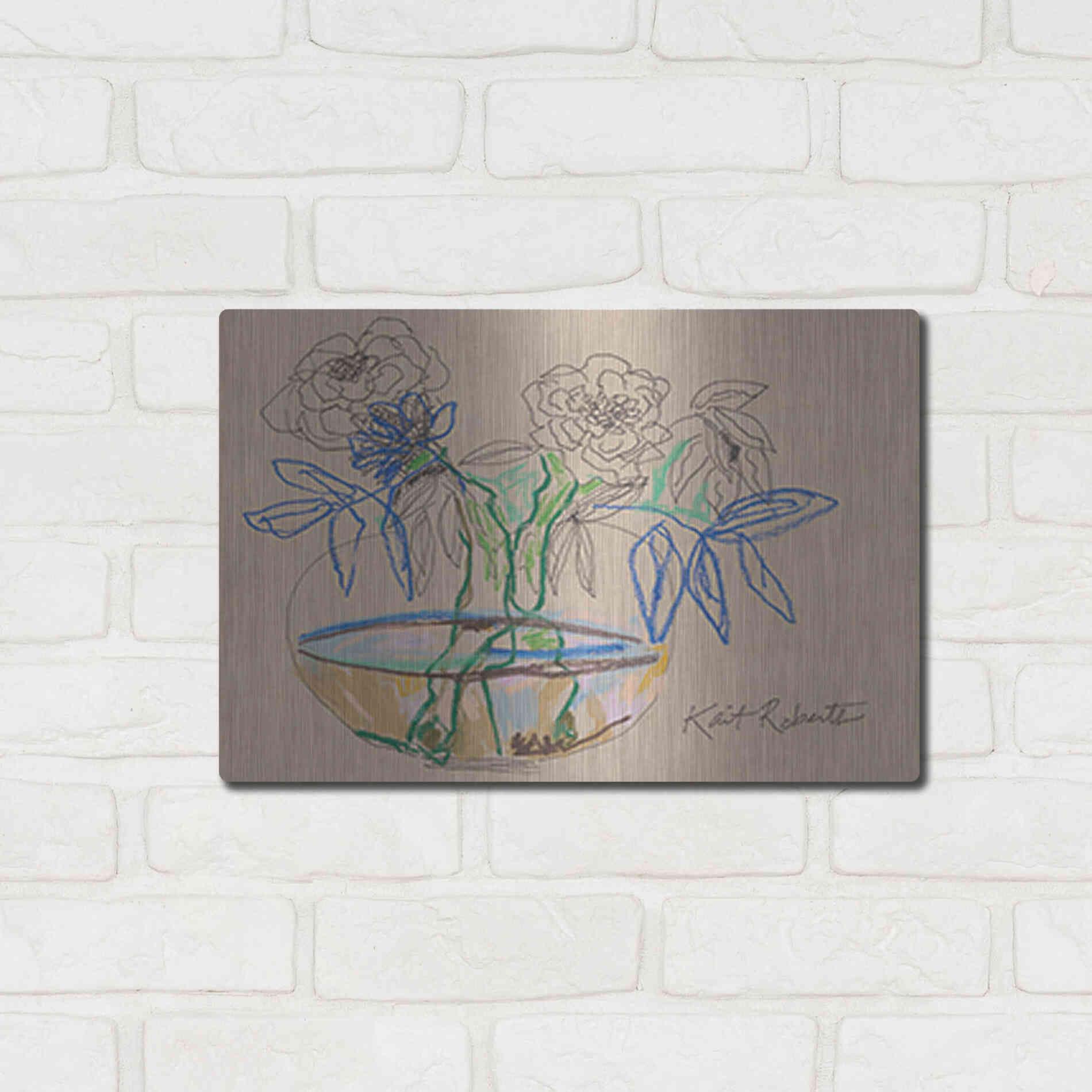 Luxe Metal Art 'Bouquet for Debbie' by Kait Roberts, Metal Wall Art,16x12