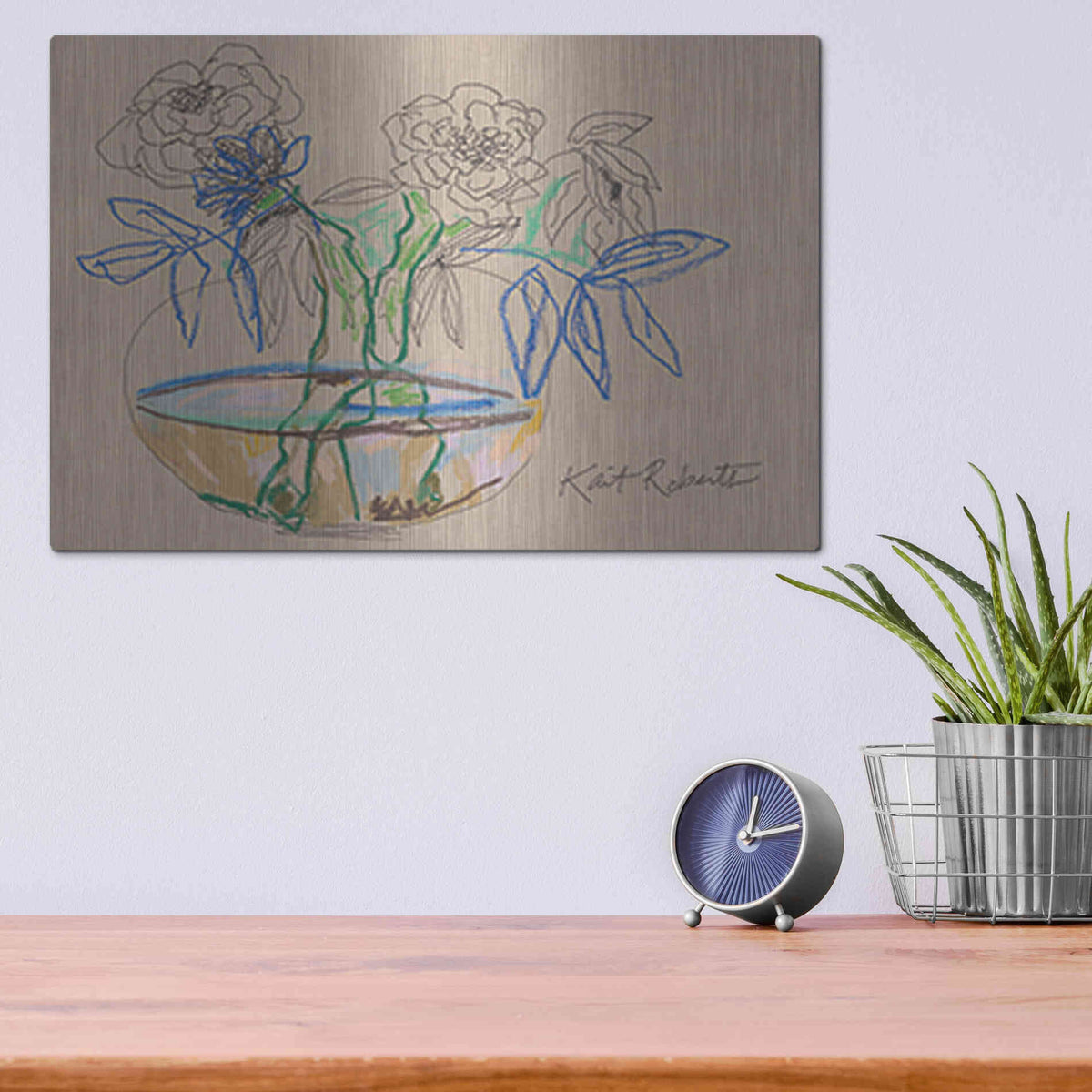 Luxe Metal Art 'Bouquet for Debbie' by Kait Roberts, Metal Wall Art,16x12