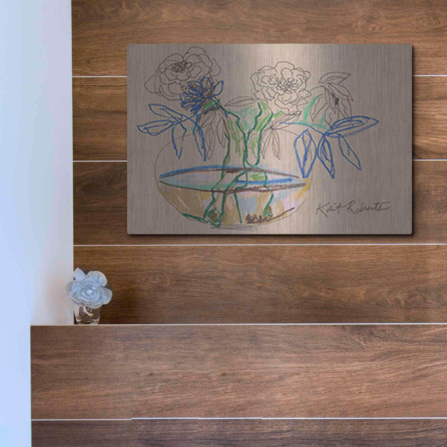 Luxe Metal Art 'Bouquet for Debbie' by Kait Roberts, Metal Wall Art,16x12