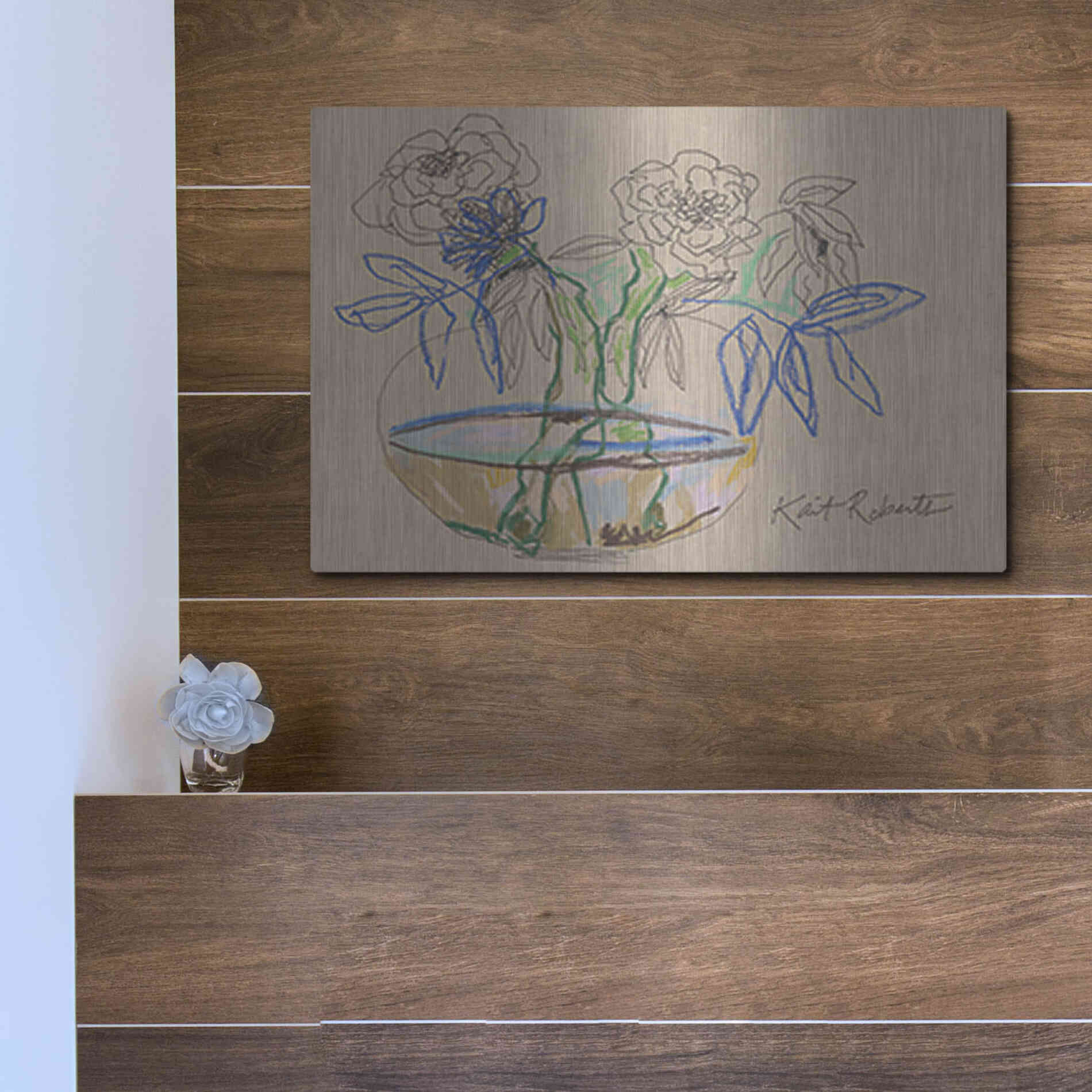 Luxe Metal Art 'Bouquet for Debbie' by Kait Roberts, Metal Wall Art,16x12