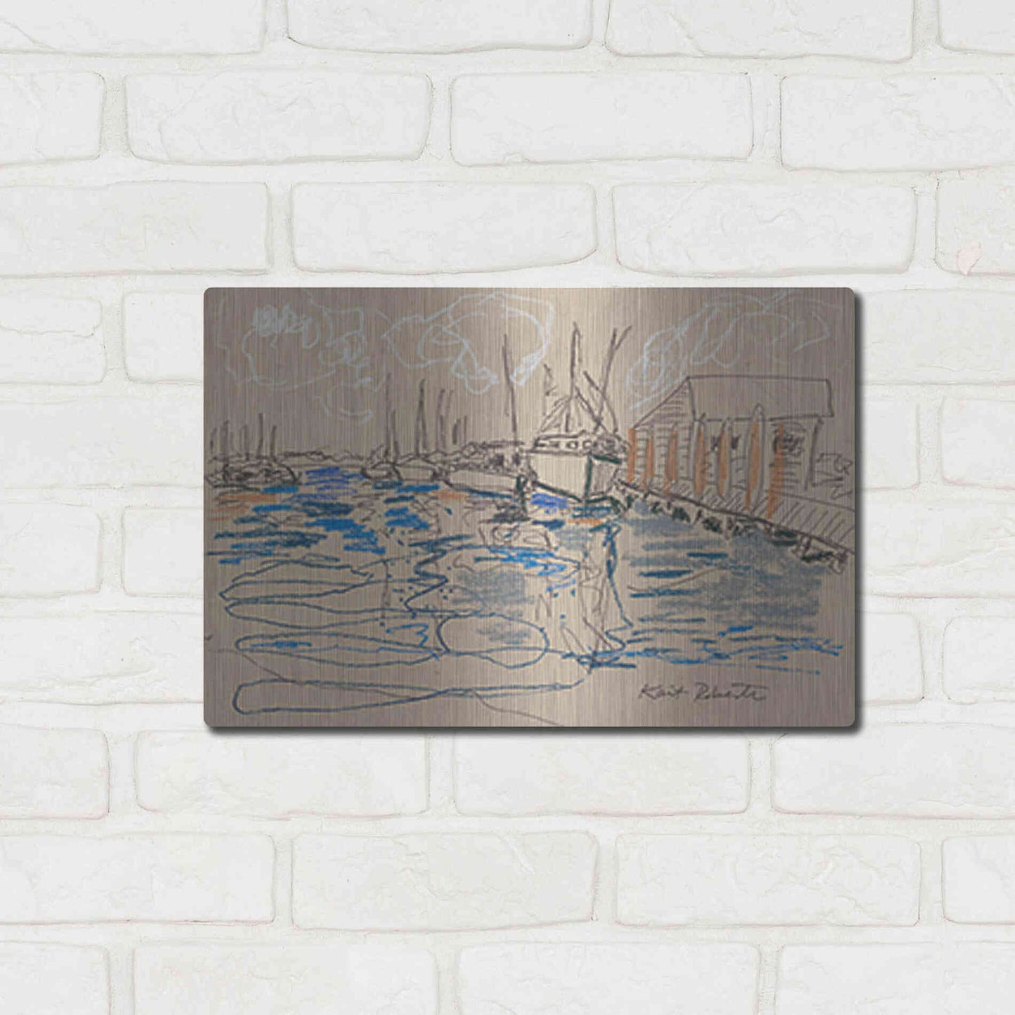 Luxe Metal Art 'Harraseeket Lunch and Lobster Co.' by Kait Roberts, Metal Wall Art,16x12