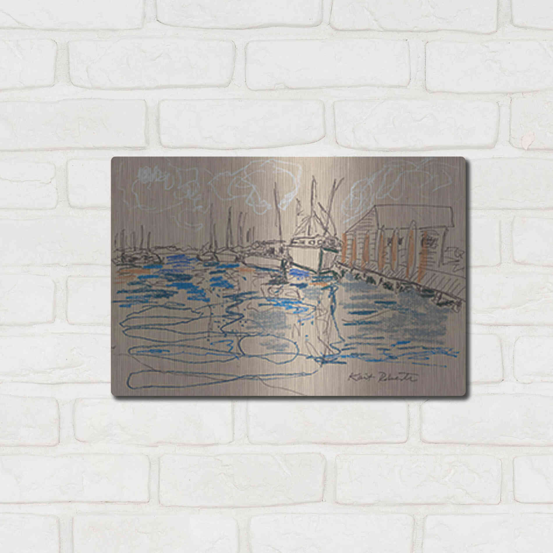 Luxe Metal Art 'Harraseeket Lunch and Lobster Co.' by Kait Roberts, Metal Wall Art,16x12