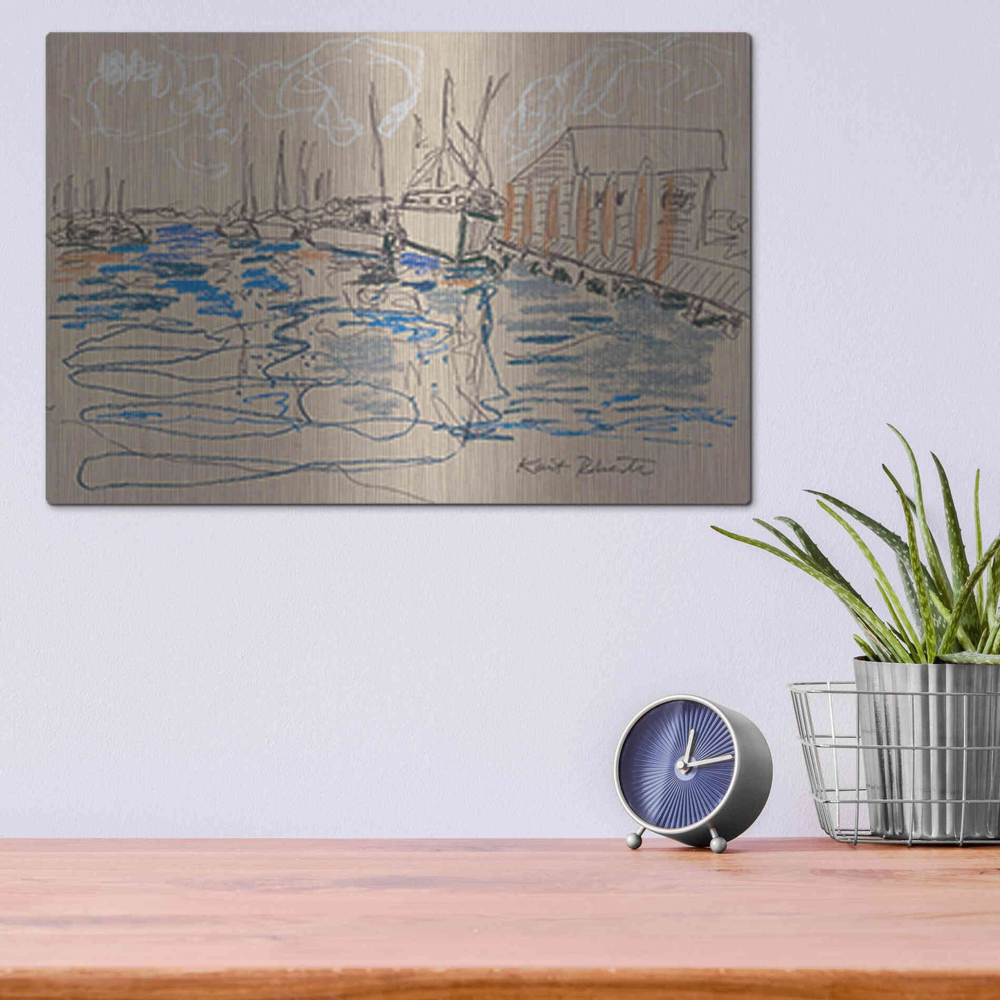 Luxe Metal Art 'Harraseeket Lunch and Lobster Co.' by Kait Roberts, Metal Wall Art,16x12