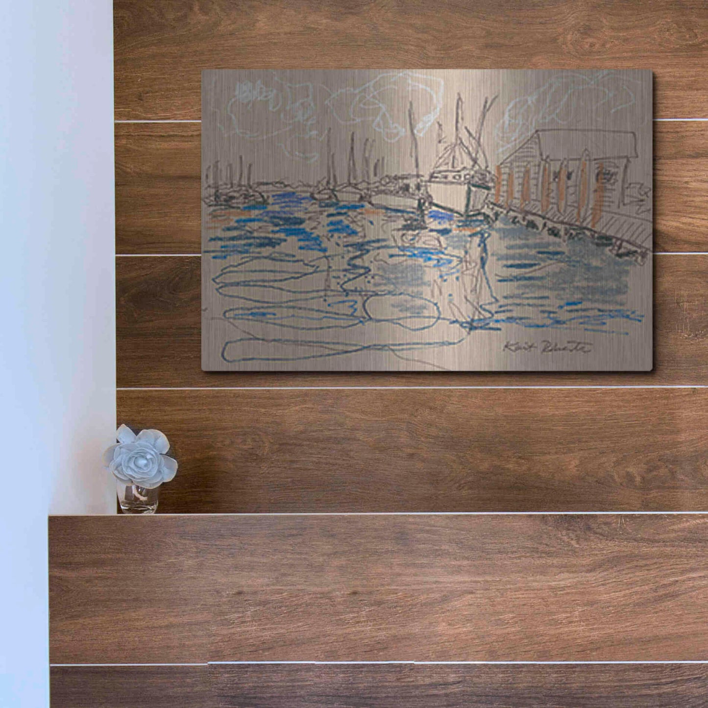 Luxe Metal Art 'Harraseeket Lunch and Lobster Co.' by Kait Roberts, Metal Wall Art,16x12