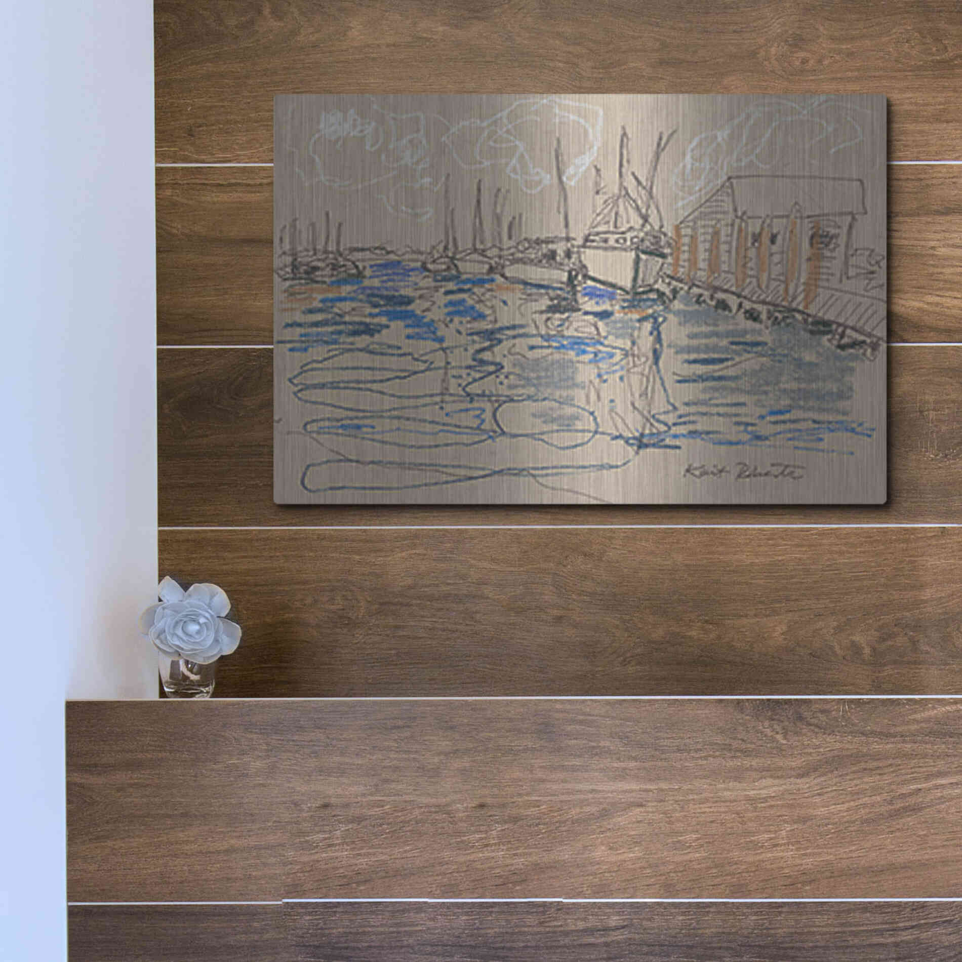 Luxe Metal Art 'Harraseeket Lunch and Lobster Co.' by Kait Roberts, Metal Wall Art,16x12