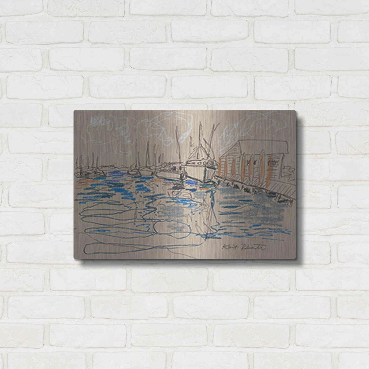 Luxe Metal Art 'Harraseeket Lunch and Lobster Co.' by Kait Roberts, Metal Wall Art,24x16