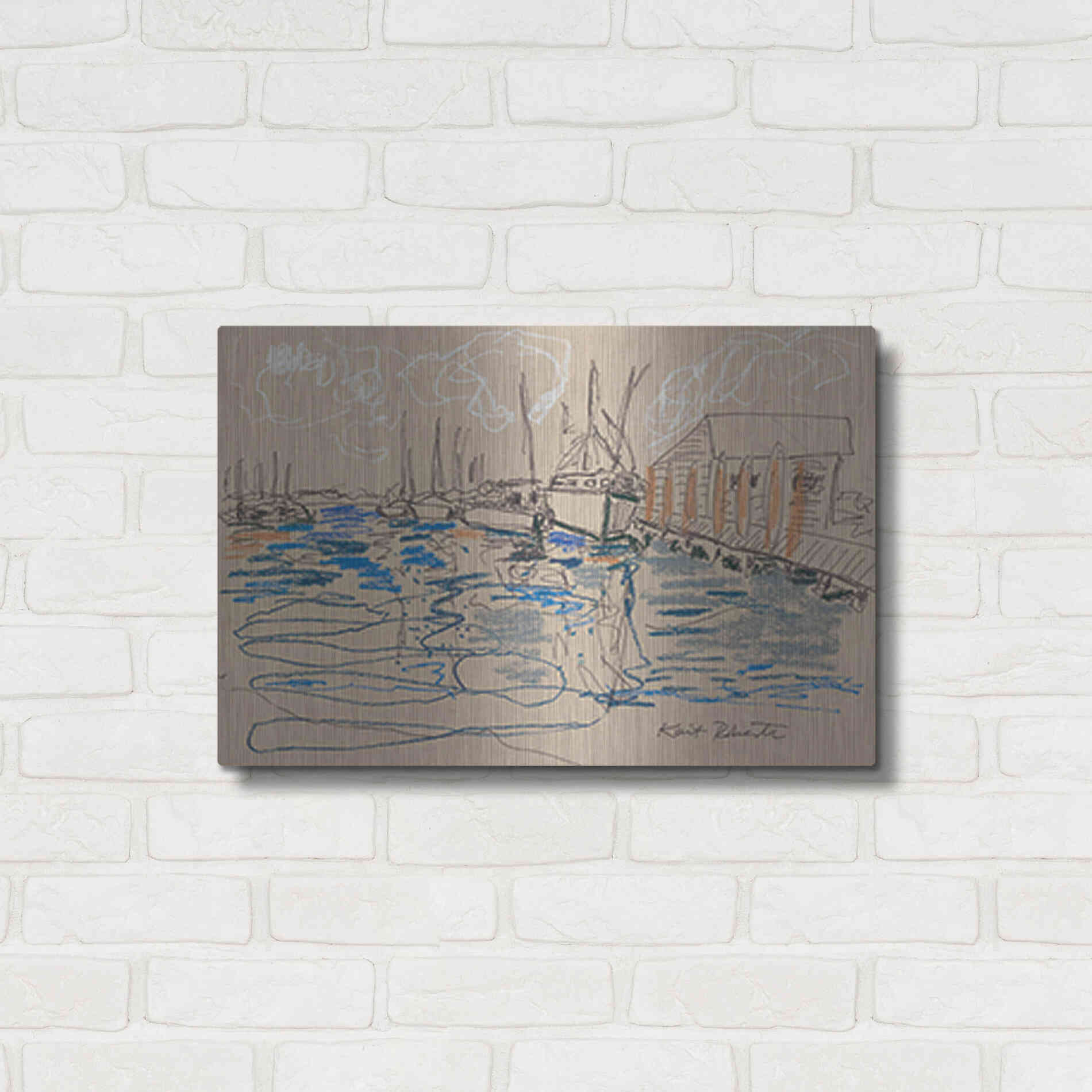 Luxe Metal Art 'Harraseeket Lunch and Lobster Co.' by Kait Roberts, Metal Wall Art,24x16