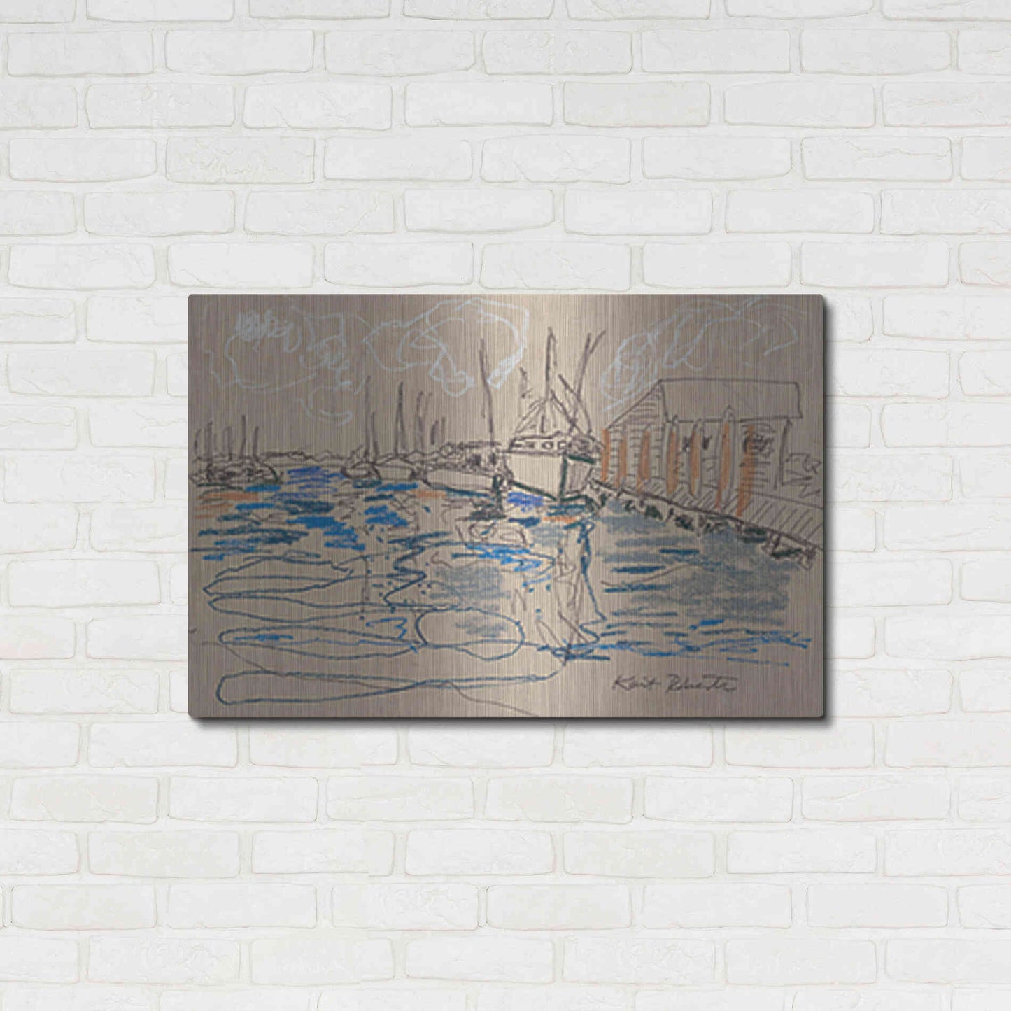 Luxe Metal Art 'Harraseeket Lunch and Lobster Co.' by Kait Roberts, Metal Wall Art,36x24