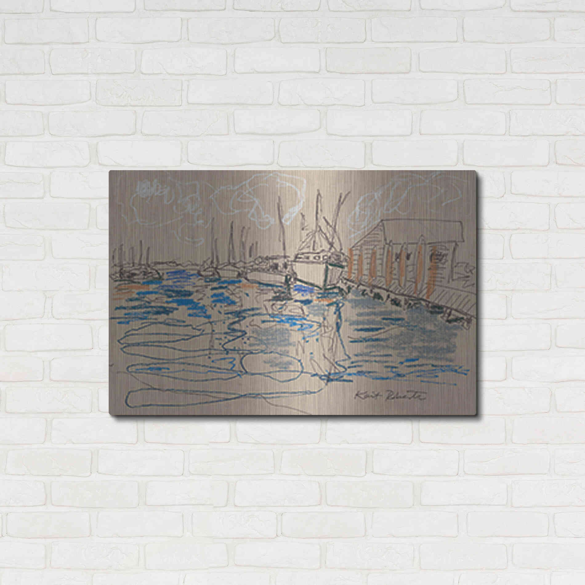 Luxe Metal Art 'Harraseeket Lunch and Lobster Co.' by Kait Roberts, Metal Wall Art,36x24