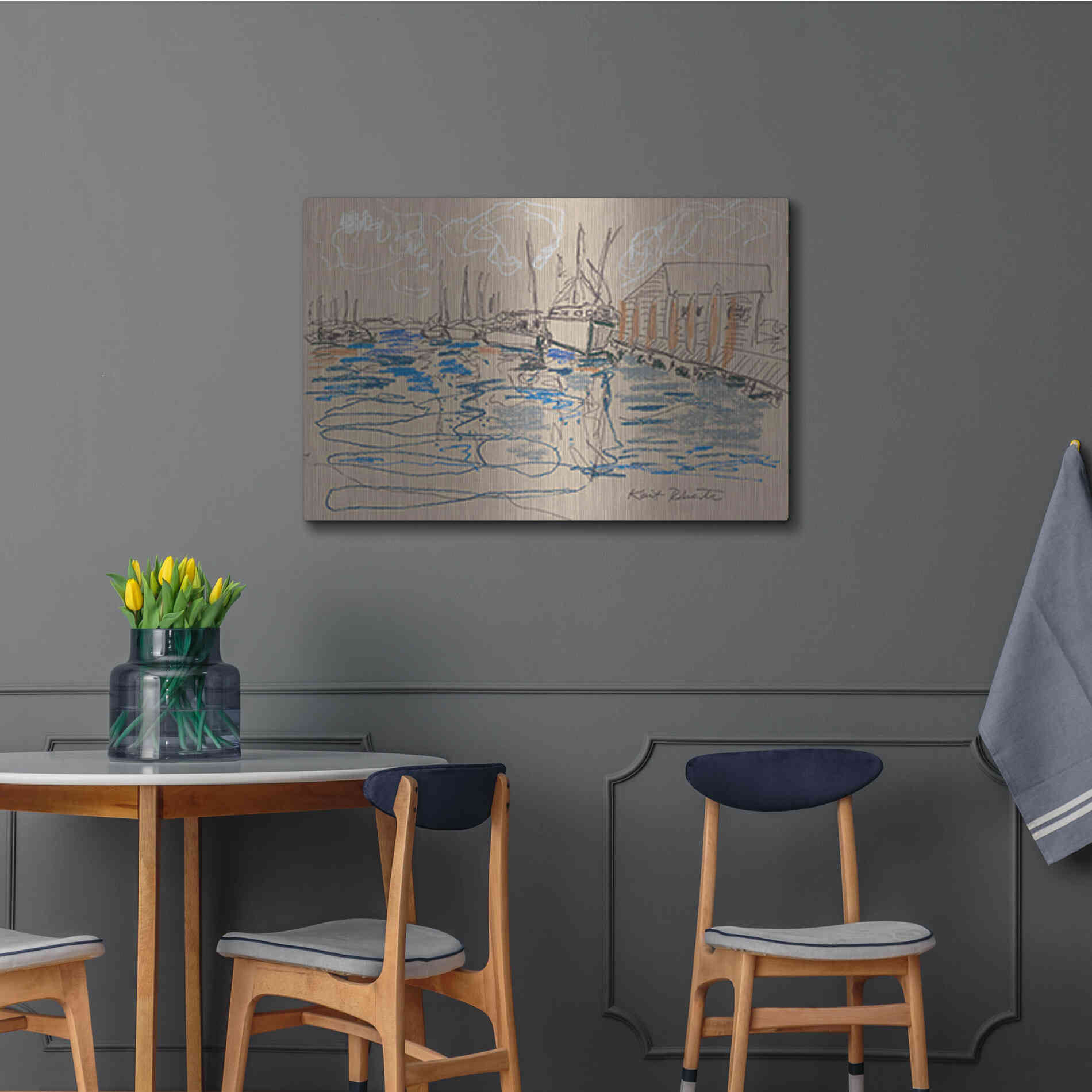 Luxe Metal Art 'Harraseeket Lunch and Lobster Co.' by Kait Roberts, Metal Wall Art,36x24