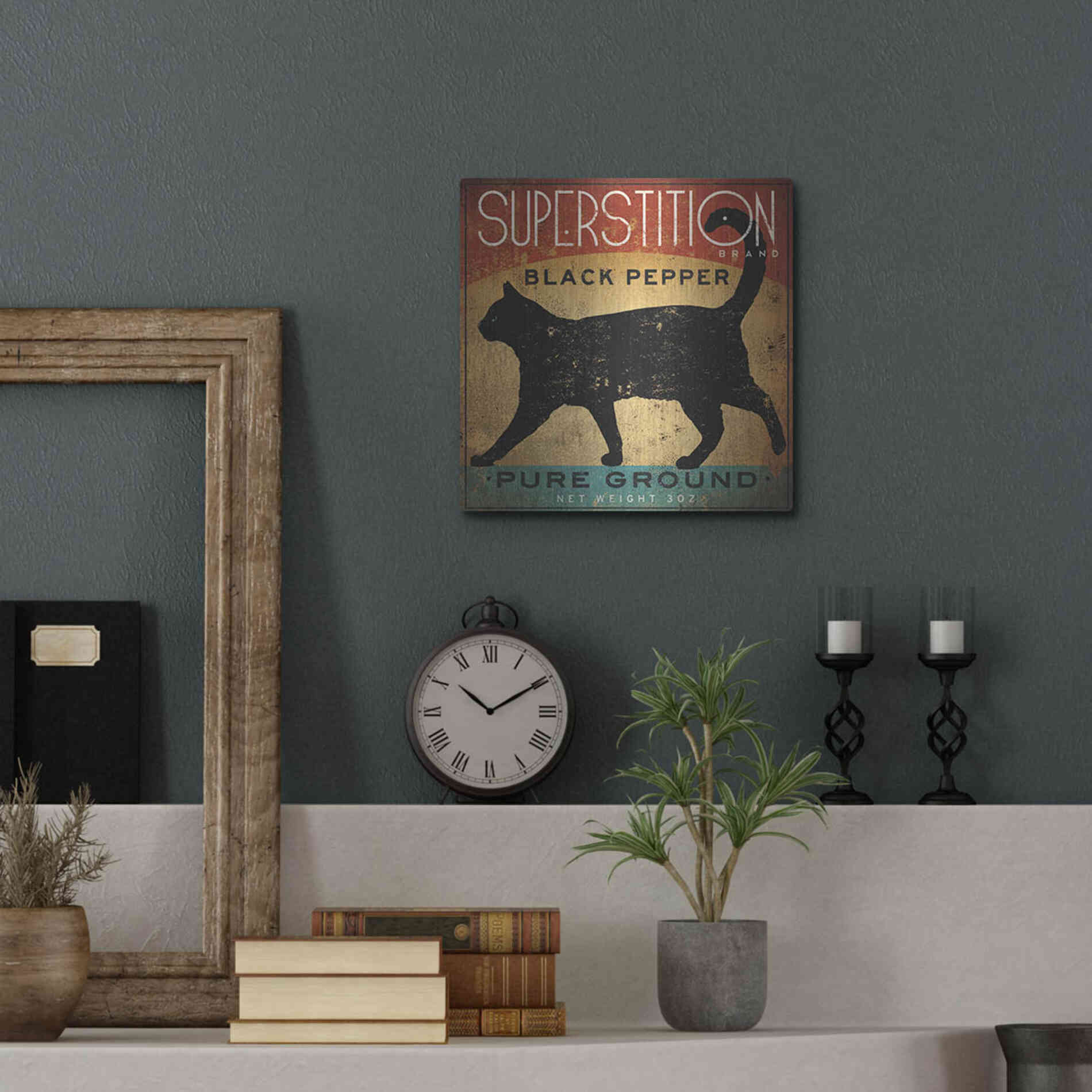 Luxe Metal Art 'Superstition Black Pepper Cat' by Ryan Fowler, Metal Wall Art,12x12