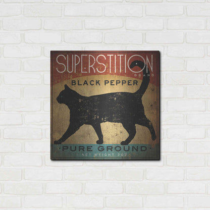 Luxe Metal Art 'Superstition Black Pepper Cat' by Ryan Fowler, Metal Wall Art,24x24
