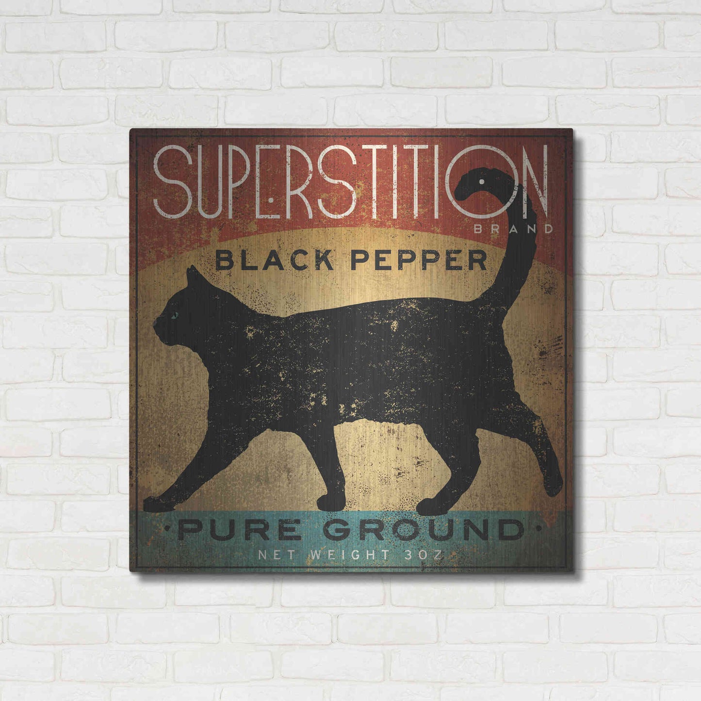 Luxe Metal Art 'Superstition Black Pepper Cat' by Ryan Fowler, Metal Wall Art,36x36