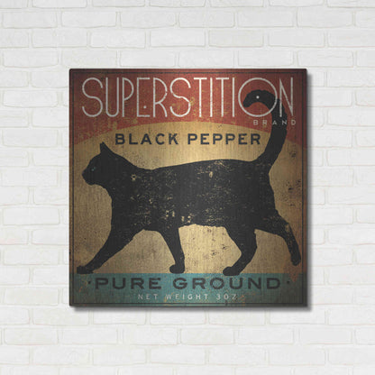 Luxe Metal Art 'Superstition Black Pepper Cat' by Ryan Fowler, Metal Wall Art,36x36