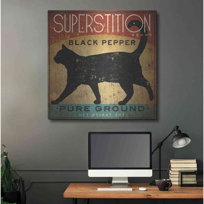 Luxe Metal Art 'Superstition Black Pepper Cat' by Ryan Fowler, Metal Wall Art,36x36