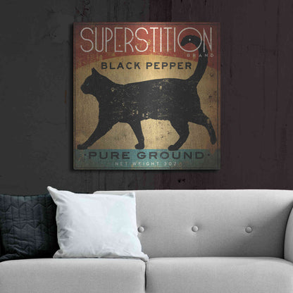 Luxe Metal Art 'Superstition Black Pepper Cat' by Ryan Fowler, Metal Wall Art,36x36