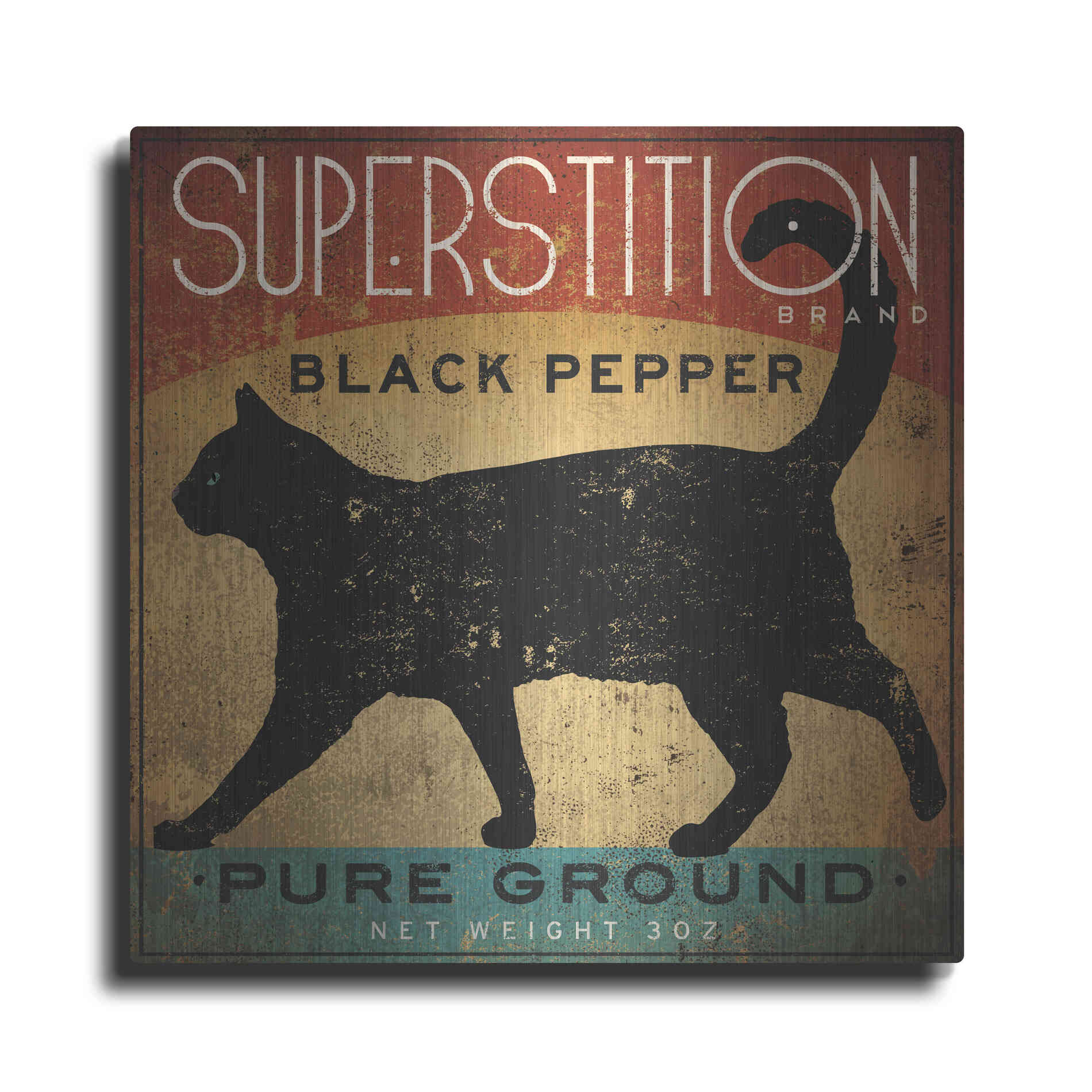 Luxe Metal Art 'Superstition Black Pepper Cat' by Ryan Fowler, Metal Wall Art