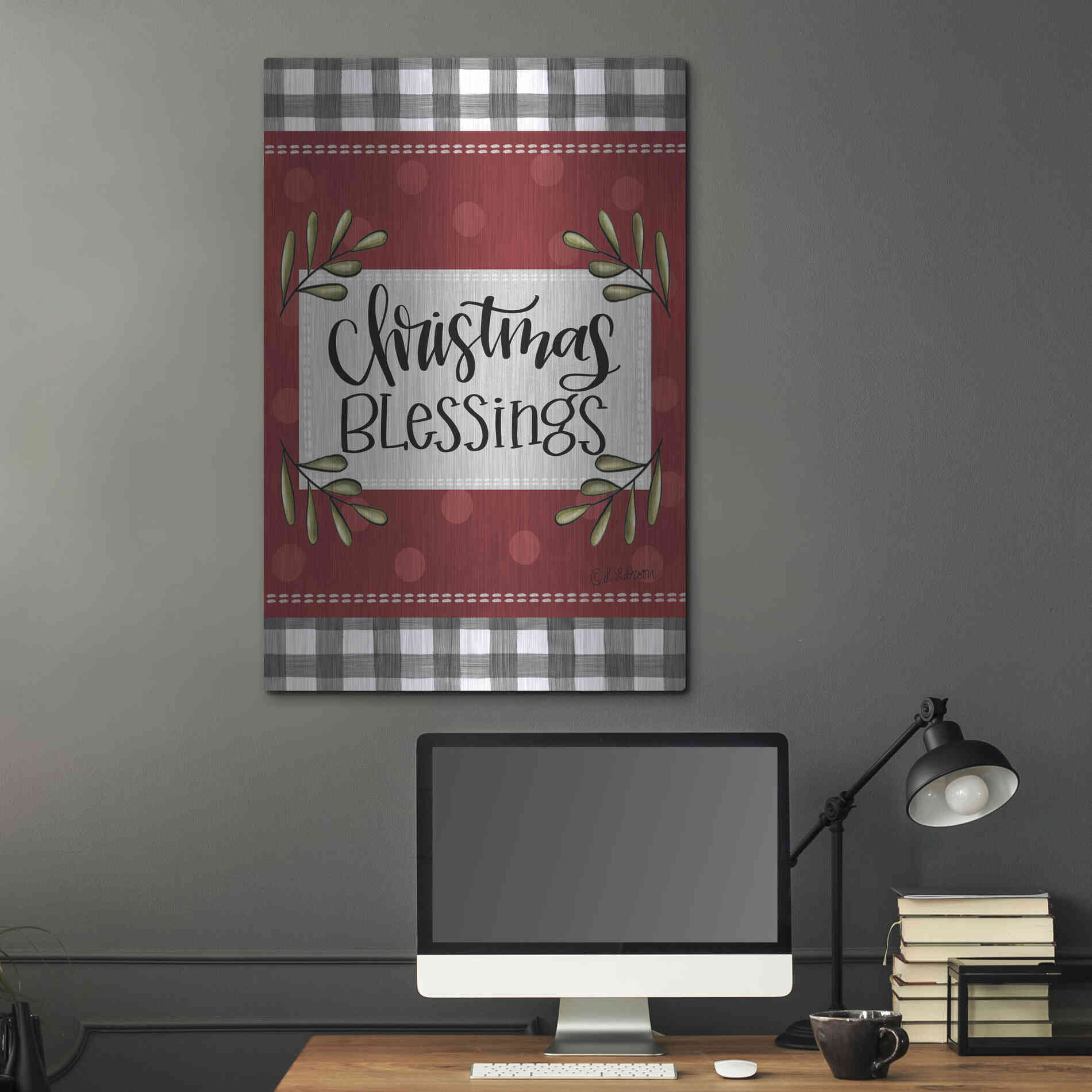 Luxe Metal Art 'Christmas Blessings' by Lisa Larson, Metal Wall Art,24x36