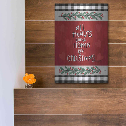 Luxe Metal Art 'All Hearts Come Home at Christmas' by Lisa Larson, Metal Wall Art,12x16