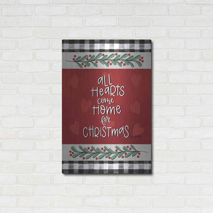 Luxe Metal Art 'All Hearts Come Home at Christmas' by Lisa Larson, Metal Wall Art,24x36