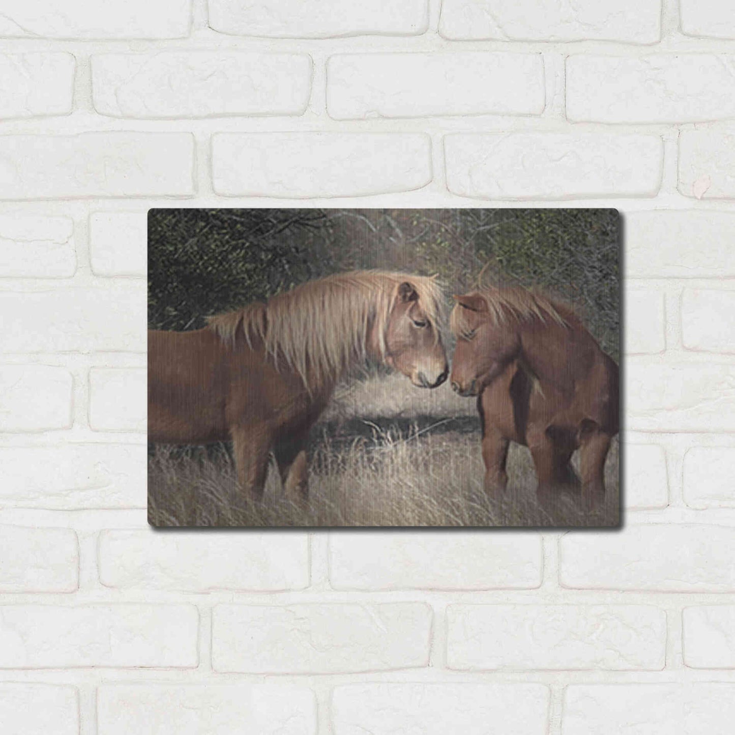 Luxe Metal Art 'Assateague Horses III' by Lori Deiter, Metal Wall Art,16x12