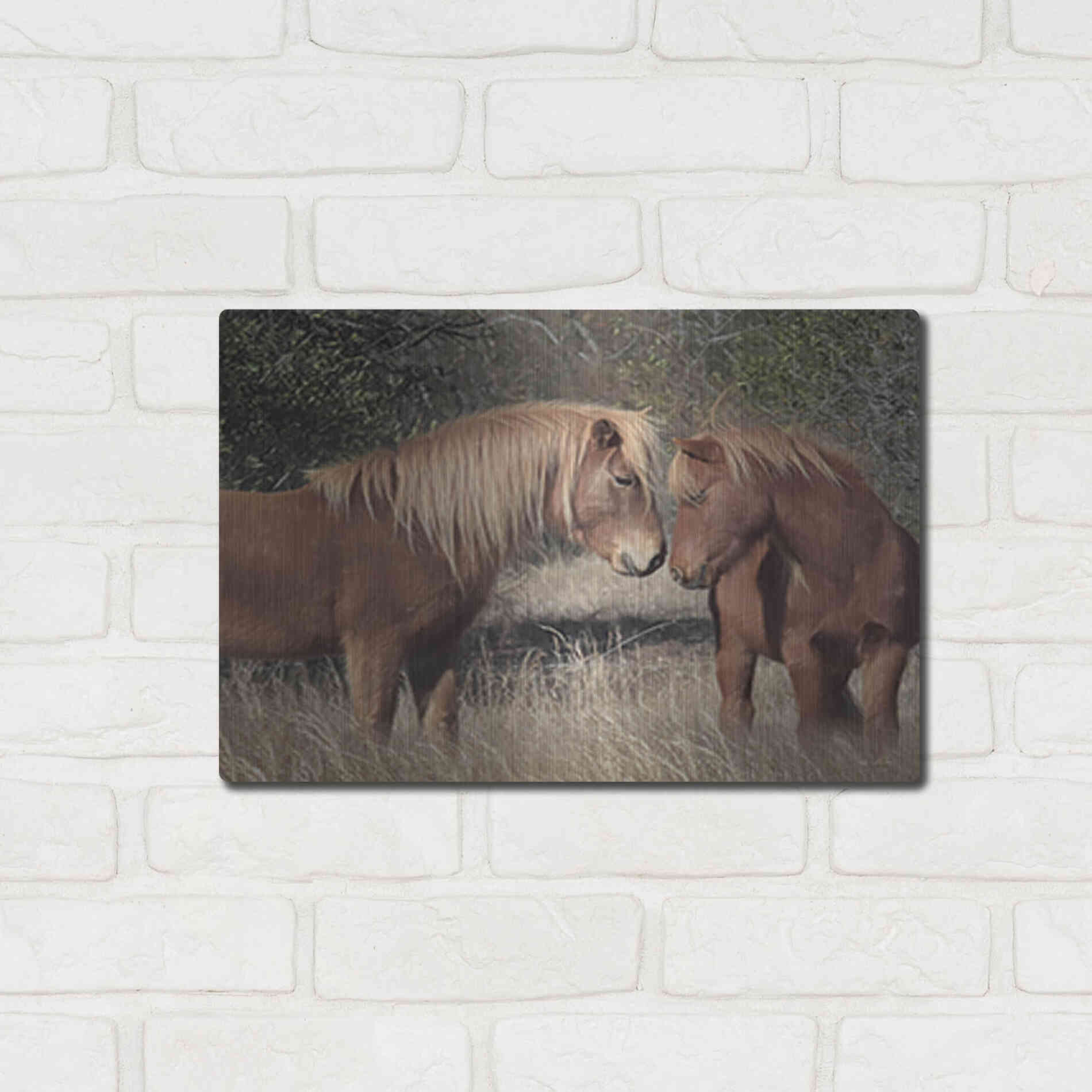 Luxe Metal Art 'Assateague Horses III' by Lori Deiter, Metal Wall Art,16x12