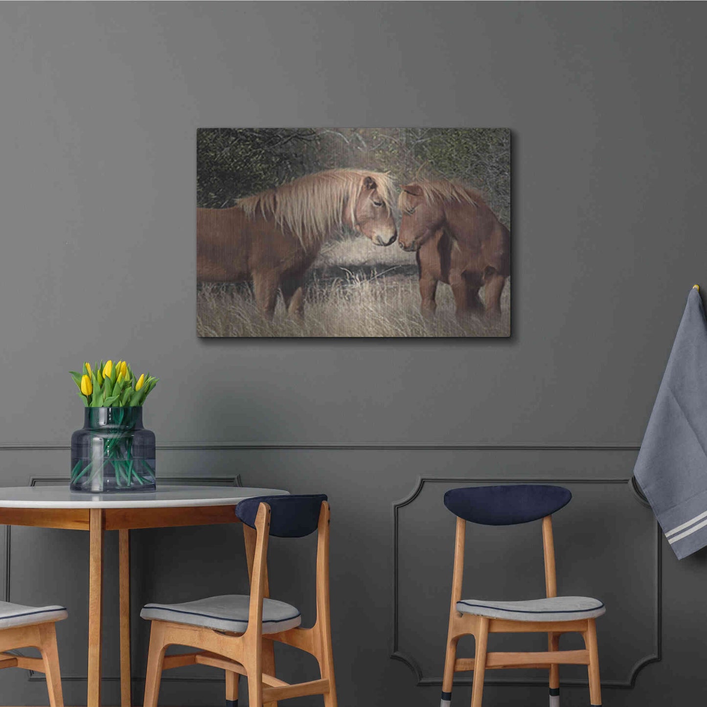 Luxe Metal Art 'Assateague Horses III' by Lori Deiter, Metal Wall Art,36x24