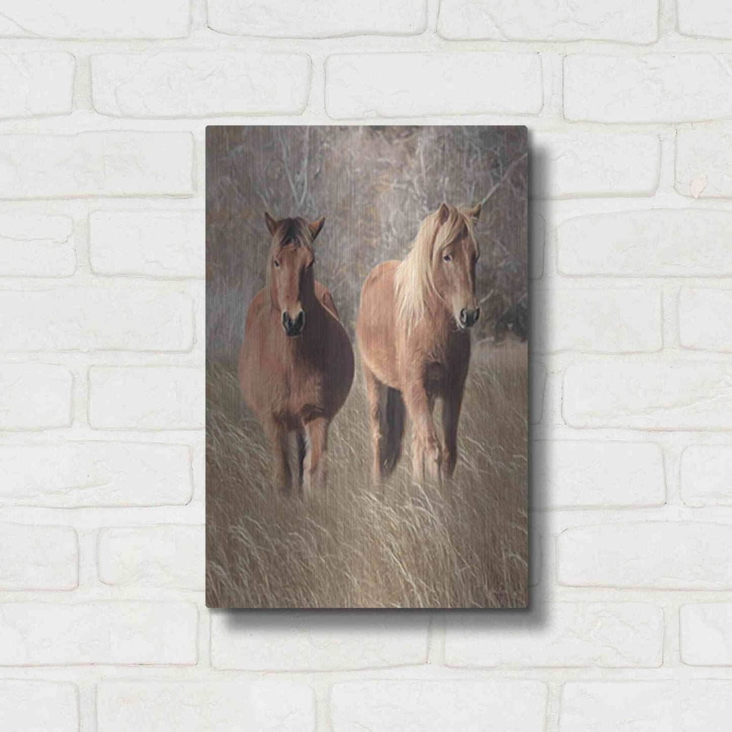 Luxe Metal Art 'Assateague Horses IV' by Lori Deiter, Metal Wall Art,12x16