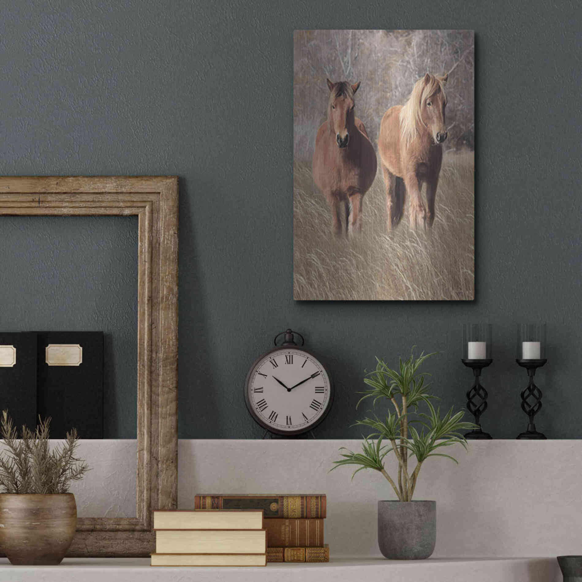 Luxe Metal Art 'Assateague Horses IV' by Lori Deiter, Metal Wall Art,12x16