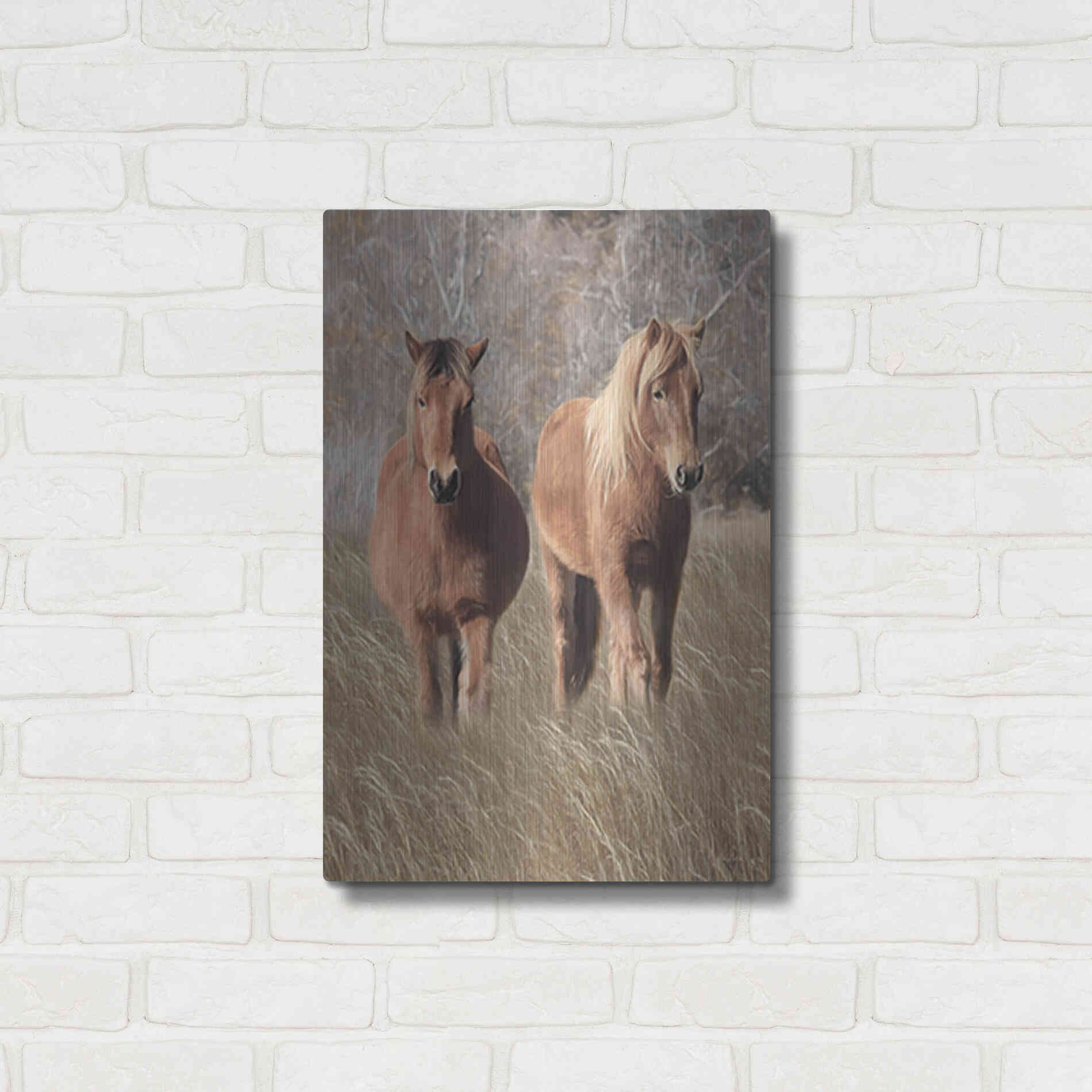 Luxe Metal Art 'Assateague Horses IV' by Lori Deiter, Metal Wall Art,16x24