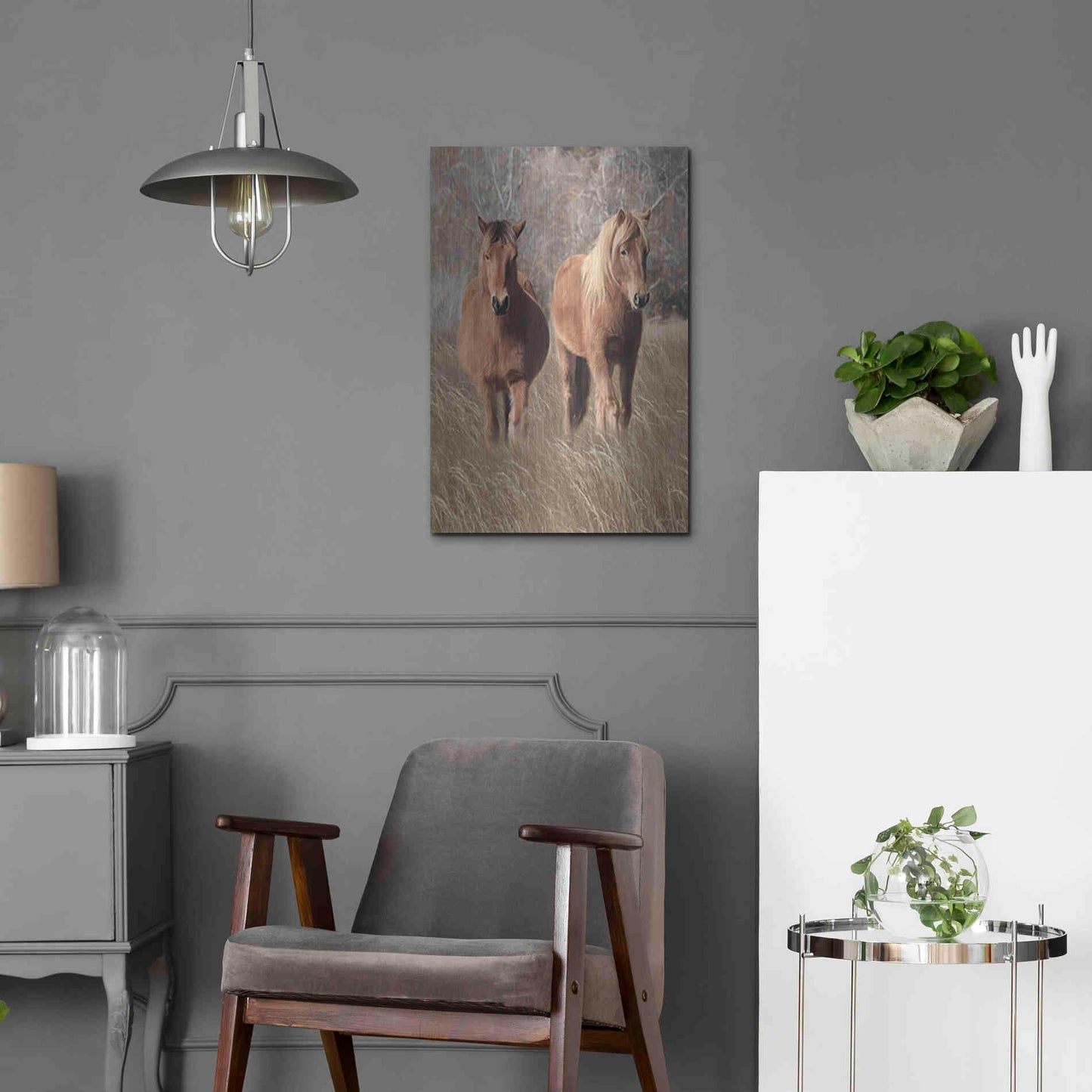 Luxe Metal Art 'Assateague Horses IV' by Lori Deiter, Metal Wall Art,16x24