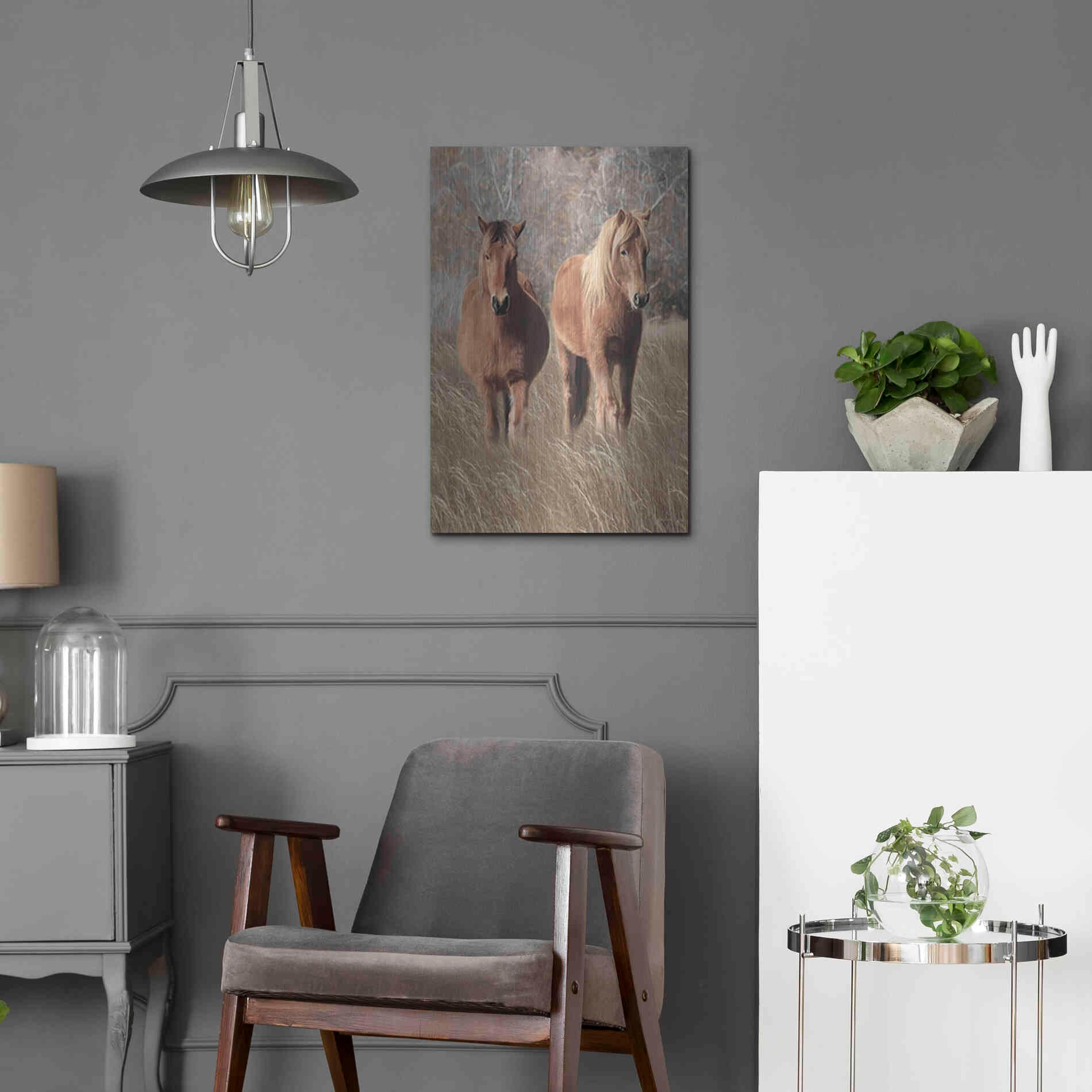 Luxe Metal Art 'Assateague Horses IV' by Lori Deiter, Metal Wall Art,16x24