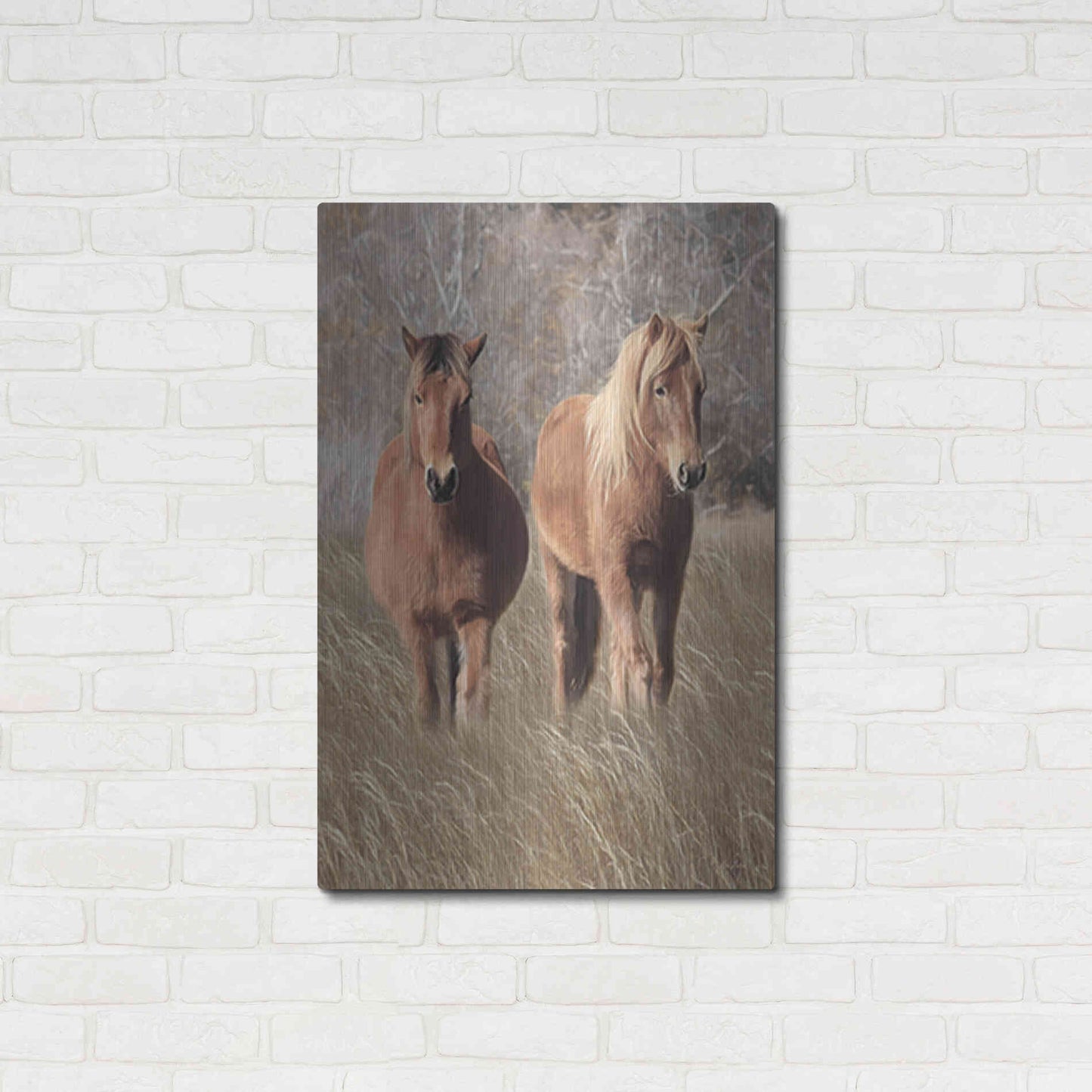 Luxe Metal Art 'Assateague Horses IV' by Lori Deiter, Metal Wall Art,24x36