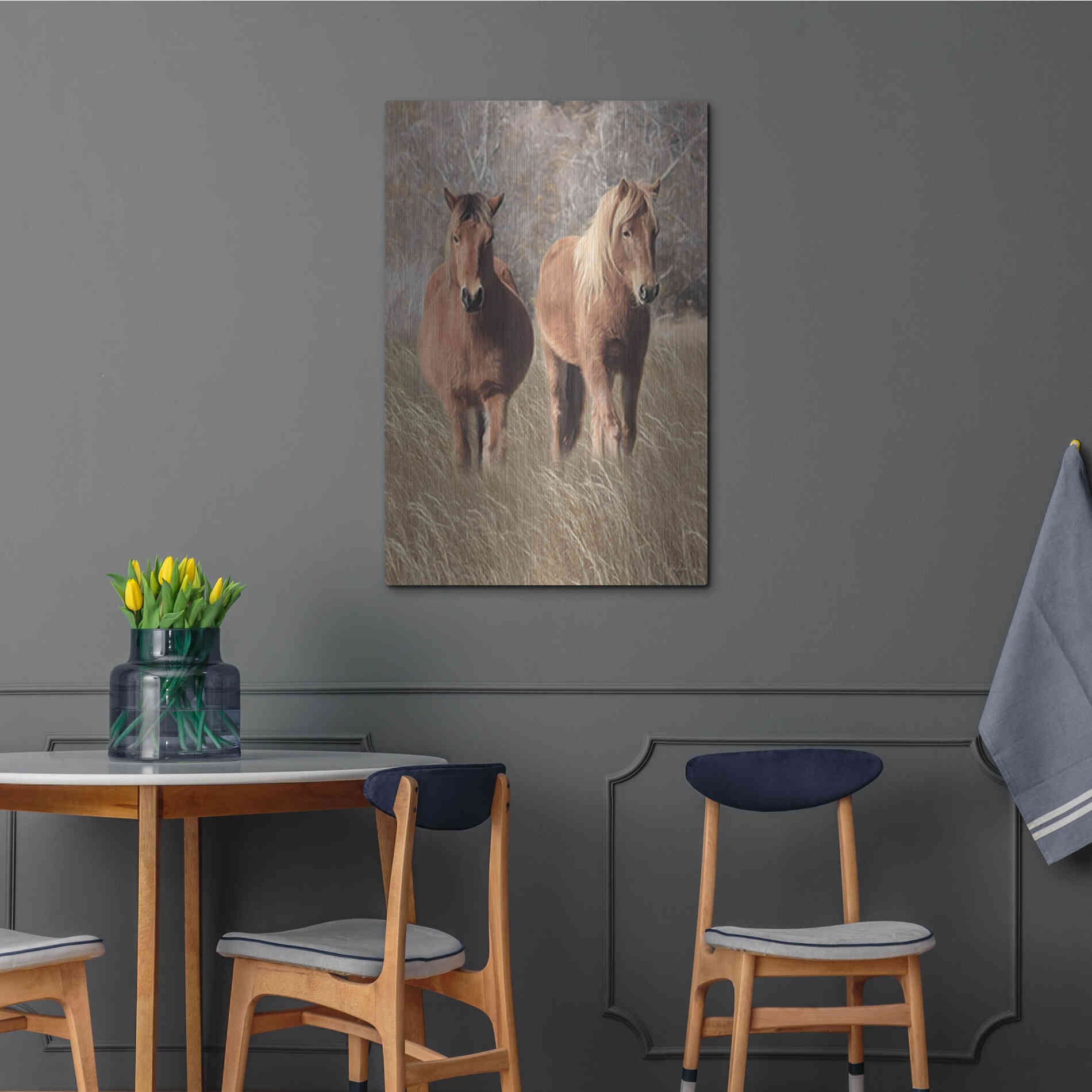 Luxe Metal Art 'Assateague Horses IV' by Lori Deiter, Metal Wall Art,24x36
