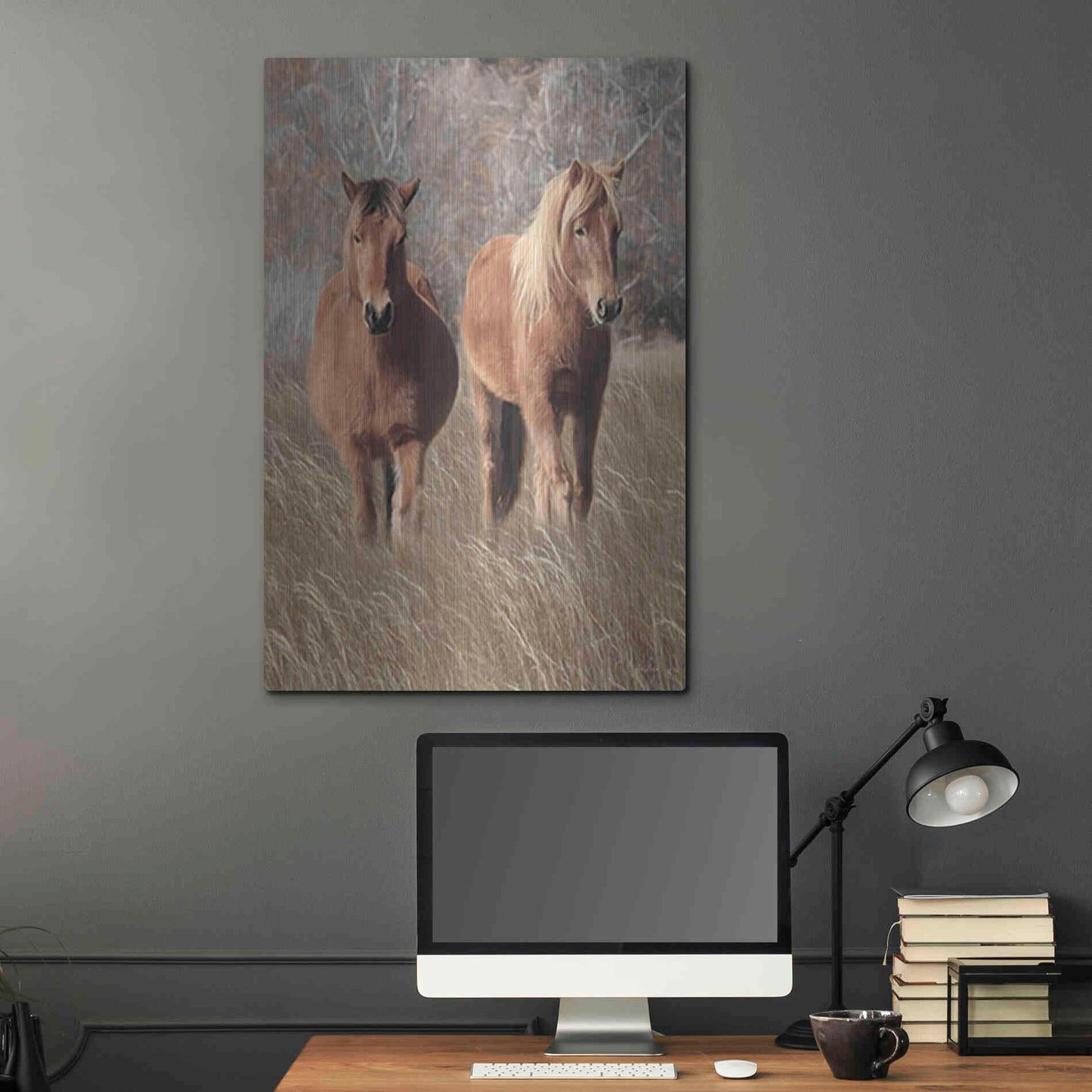 Luxe Metal Art 'Assateague Horses IV' by Lori Deiter, Metal Wall Art,24x36