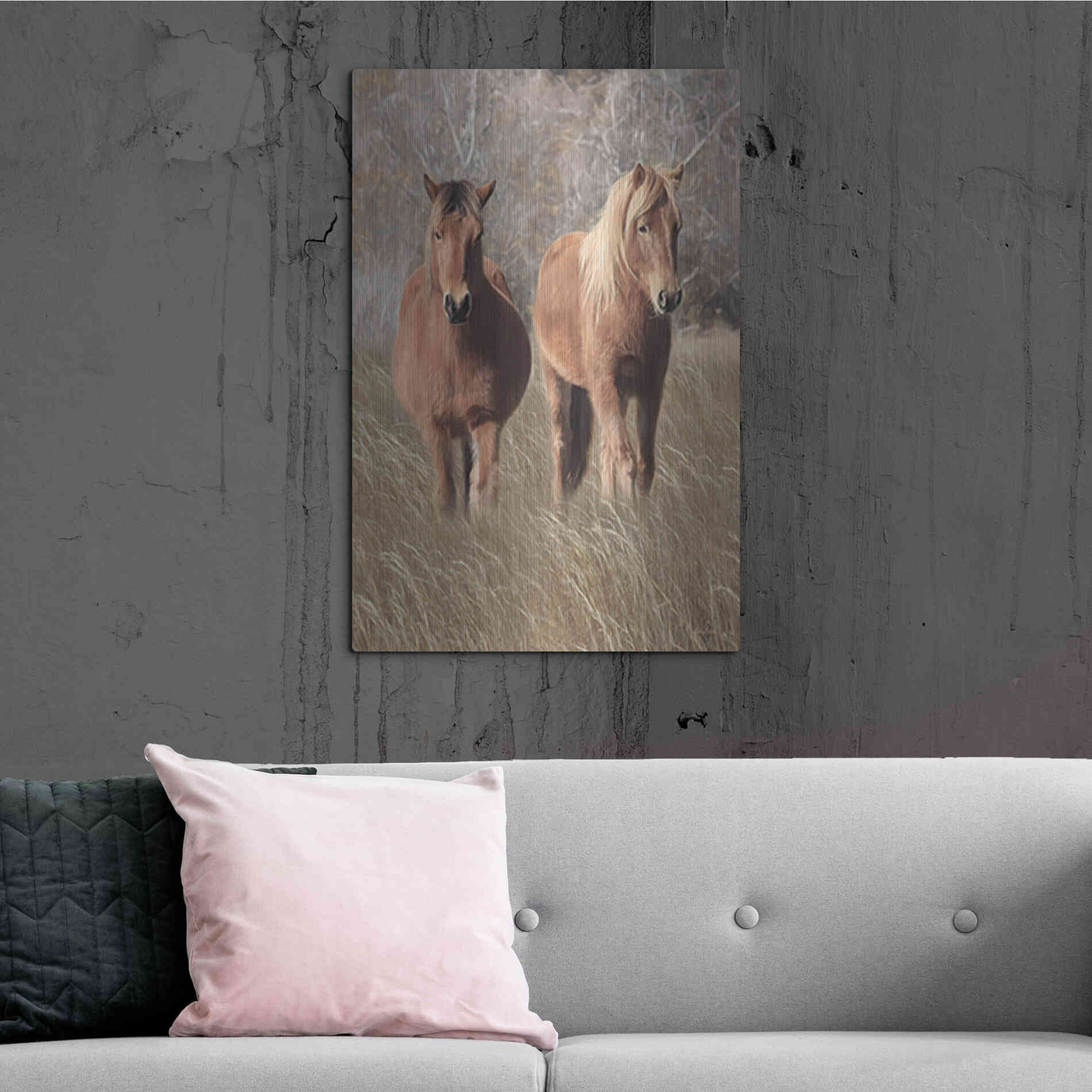 Luxe Metal Art 'Assateague Horses IV' by Lori Deiter, Metal Wall Art,24x36