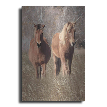 Luxe Metal Art 'Assateague Horses IV' by Lori Deiter, Metal Wall Art