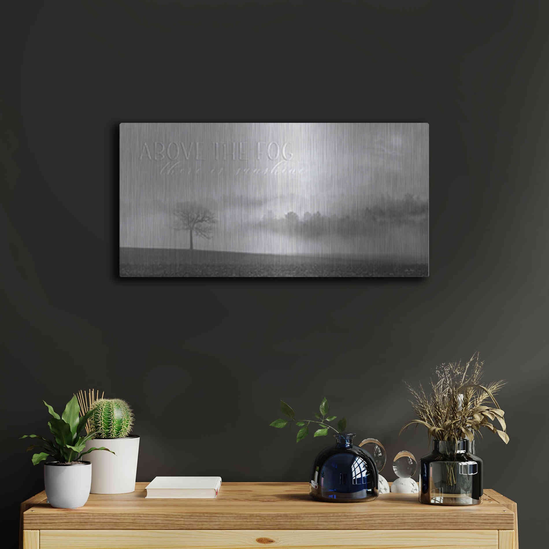 Luxe Metal Art 'Above the Fog' by Lori Deiter, Metal Wall Art,24x12