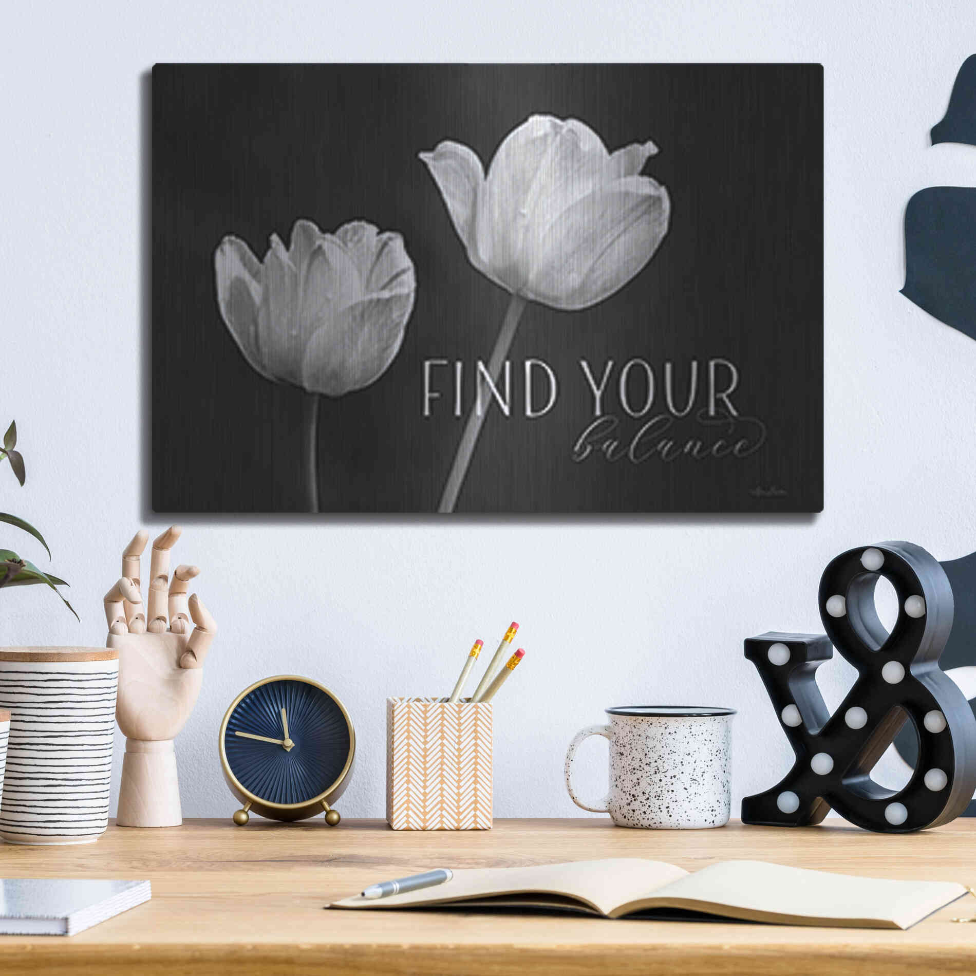 Luxe Metal Art 'Find Your Balance' by Lori Deiter, Metal Wall Art,16x12