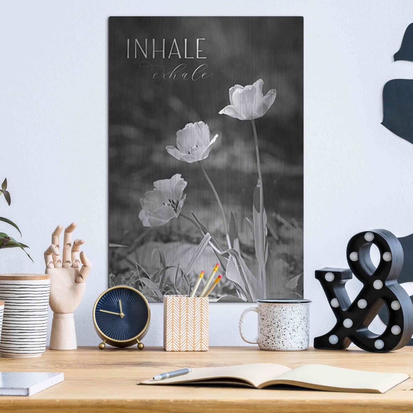 Luxe Metal Art 'Inhale, Exhale' by Lori Deiter, Metal Wall Art,12x16