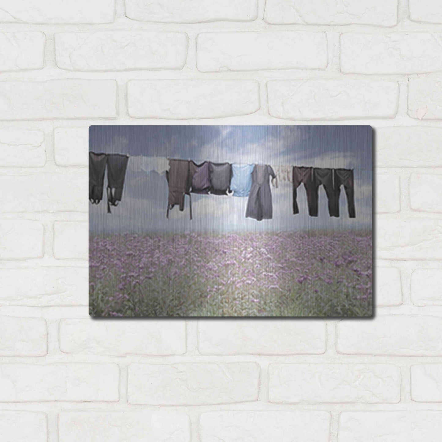 Luxe Metal Art 'Laundry Day 2' by Lori Deiter, Metal Wall Art,16x12