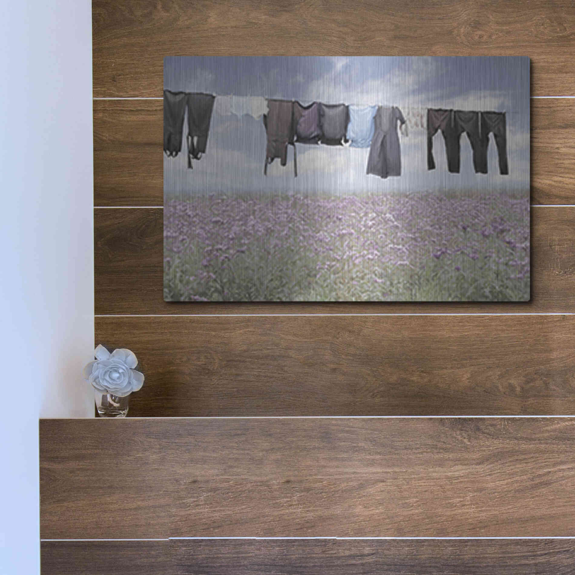 Luxe Metal Art 'Laundry Day 2' by Lori Deiter, Metal Wall Art,16x12